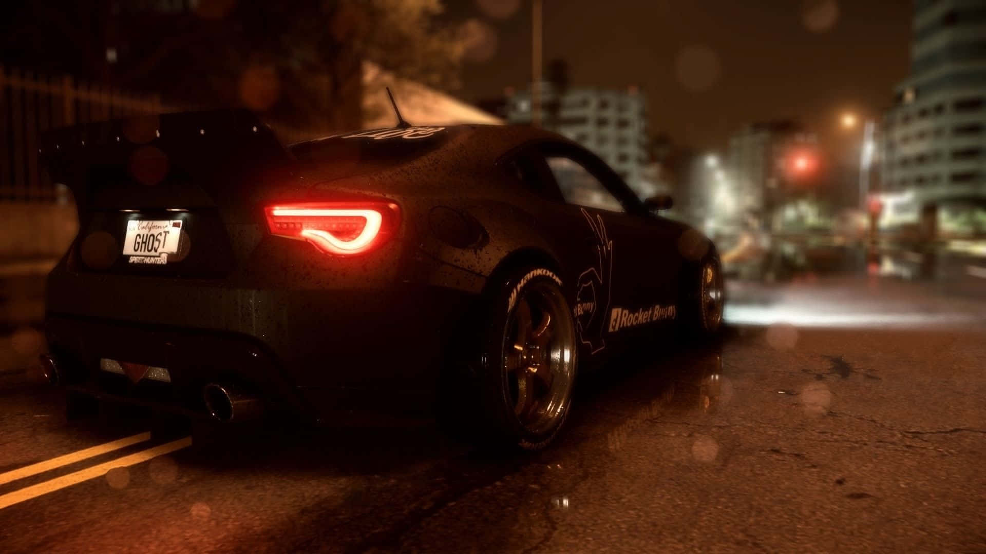 Subaru BRZ, black, glowing red taillights, Full HD Desktop Wallpaper