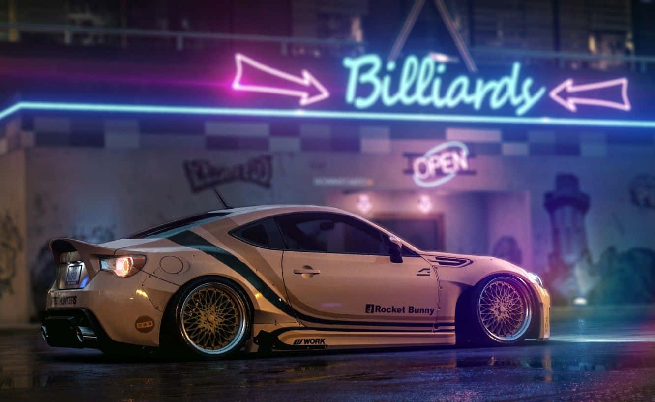 Subaru BRZ, white sports car, gold rims, HD Desktop Wallpaper