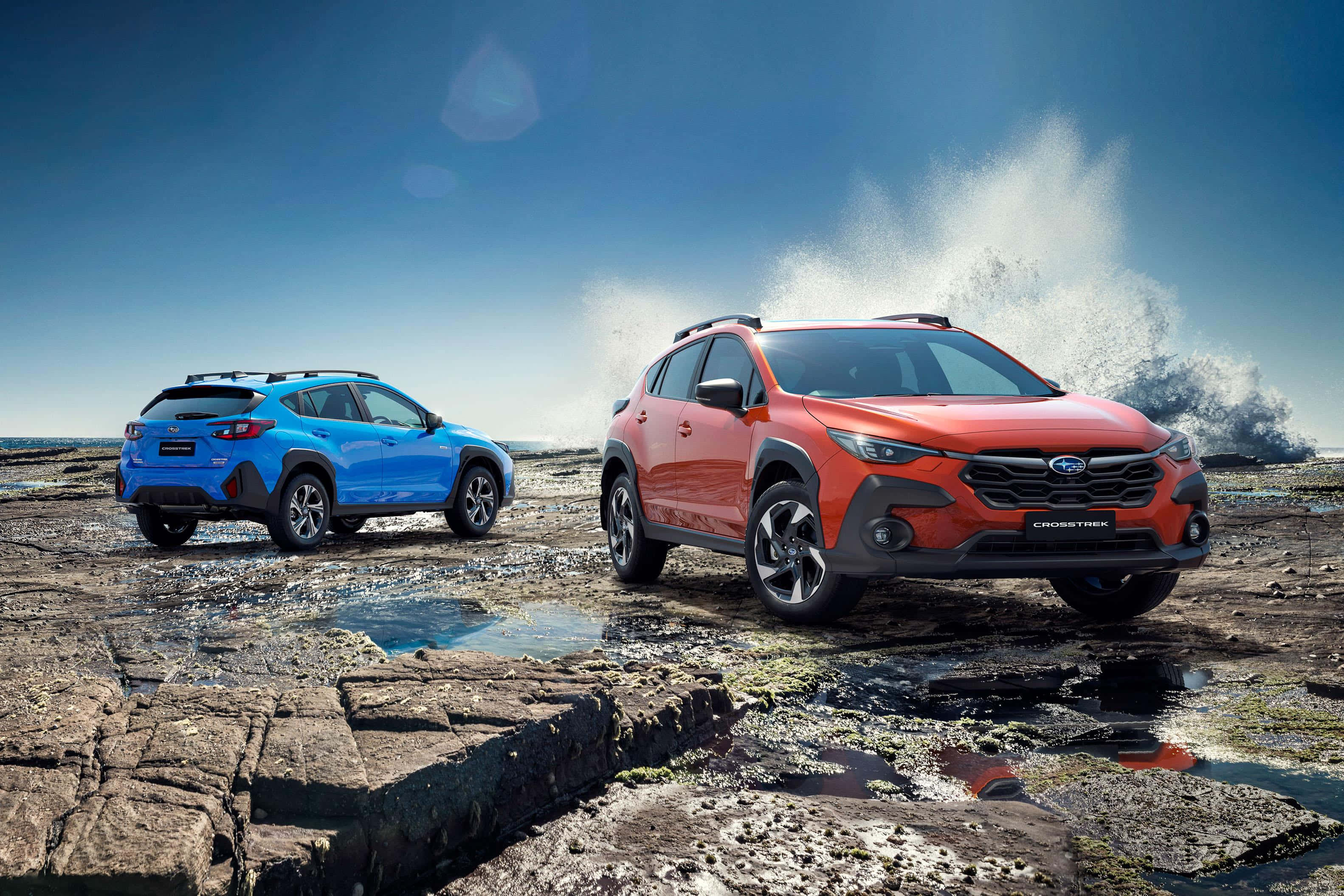 Subaru Crosstrek, blue, orange, 2K Desktop Wallpaper