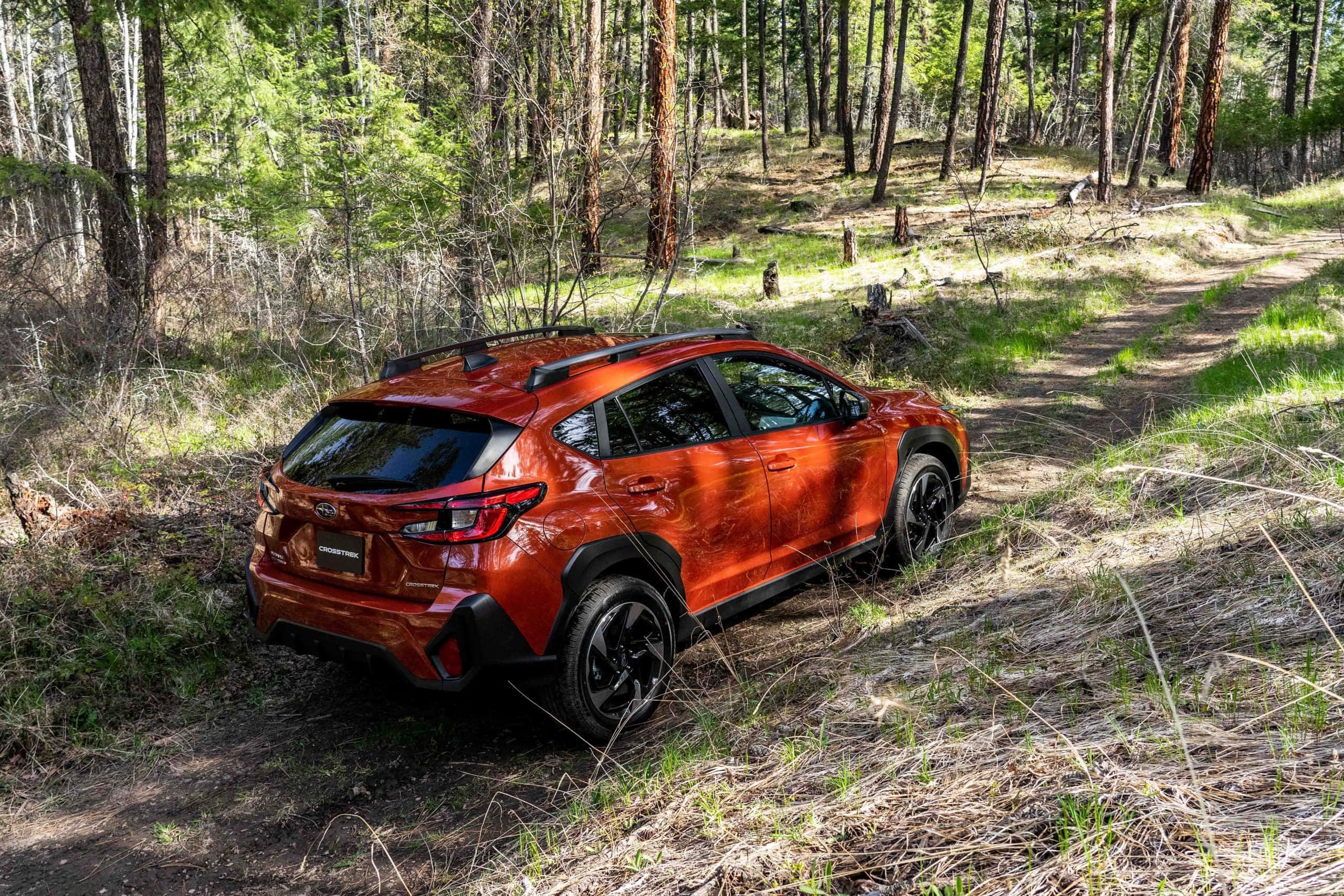 2021 Subaru Crosstrek, orange, dirt trail, 2K Desktop Wallpaper