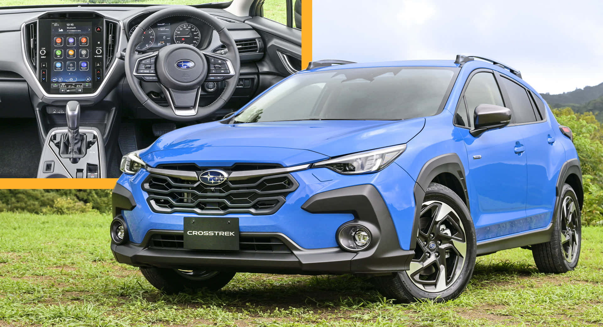 Subaru Crosstrek, vibrant blue, grass, Full HD Desktop Wallpaper