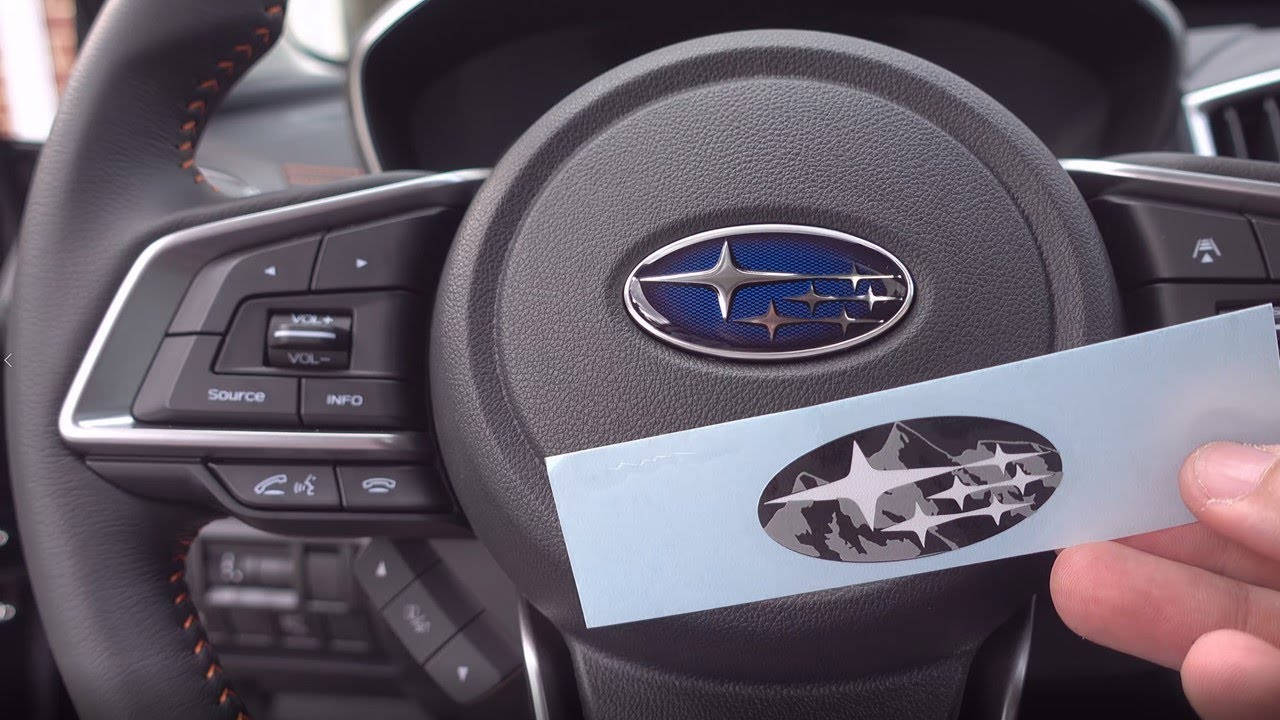 Subaru logo, steering wheel, car, HD Desktop Wallpaper