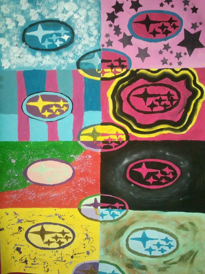 Subaru Logo, colorful collage, vibrant abstract artwork, SD Phone Wallpaper