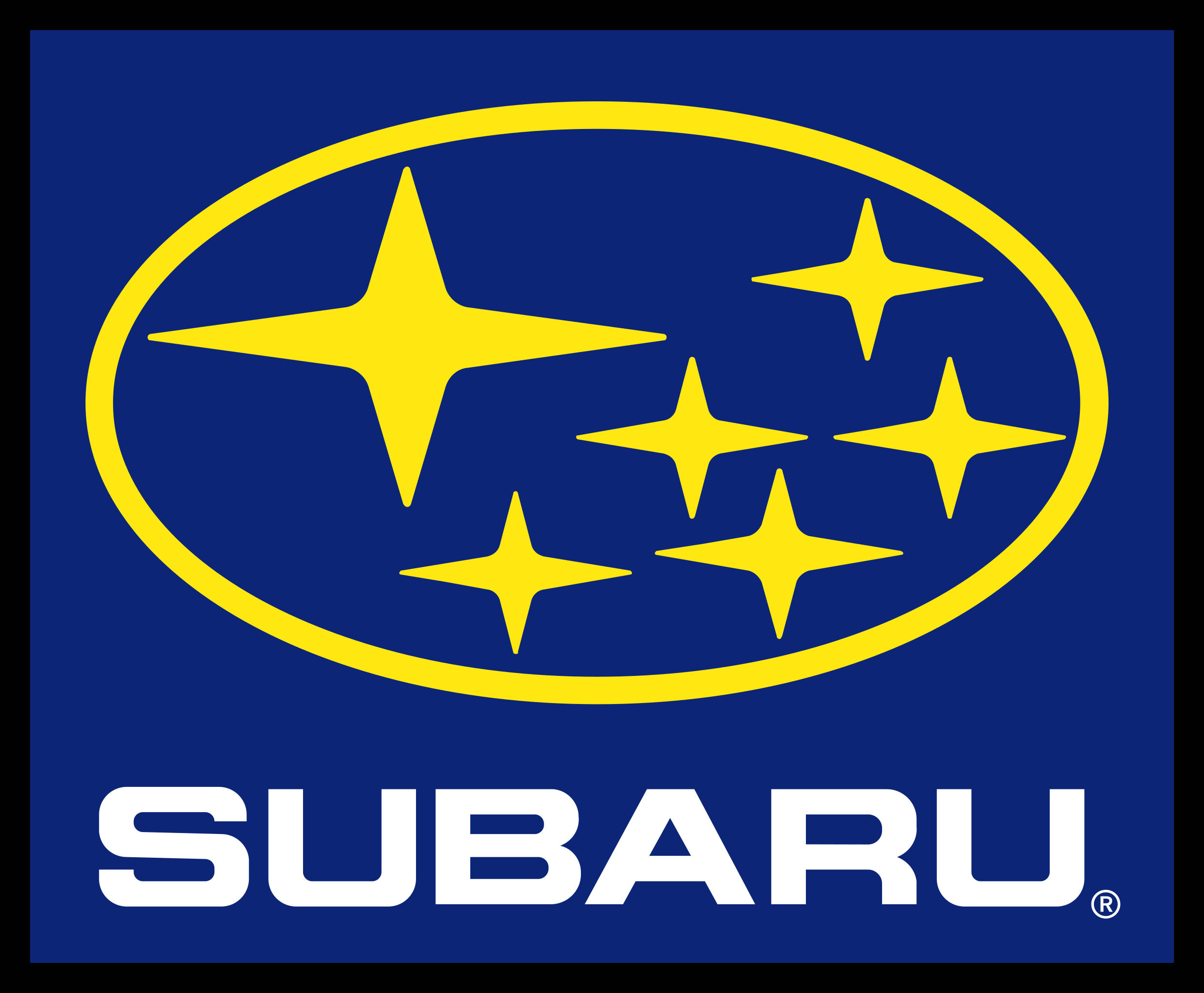 Subaru Logo, yellow oval, six stars, Full HD Desktop Wallpaper