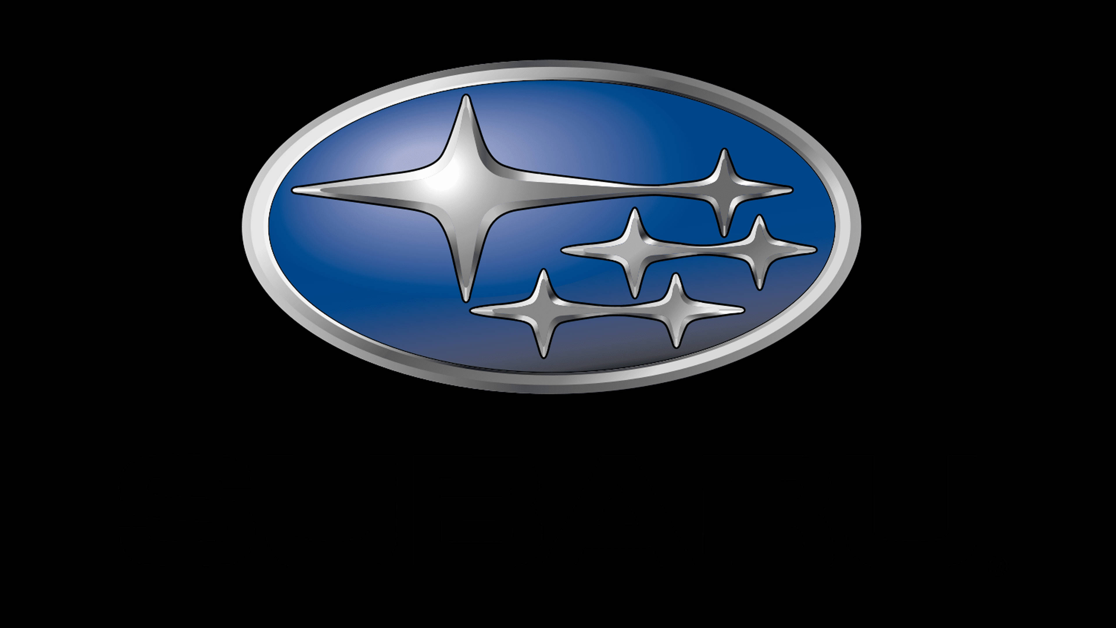 Subaru Logo, five silver stars, blue gradient oval, 4K Desktop Wallpaper