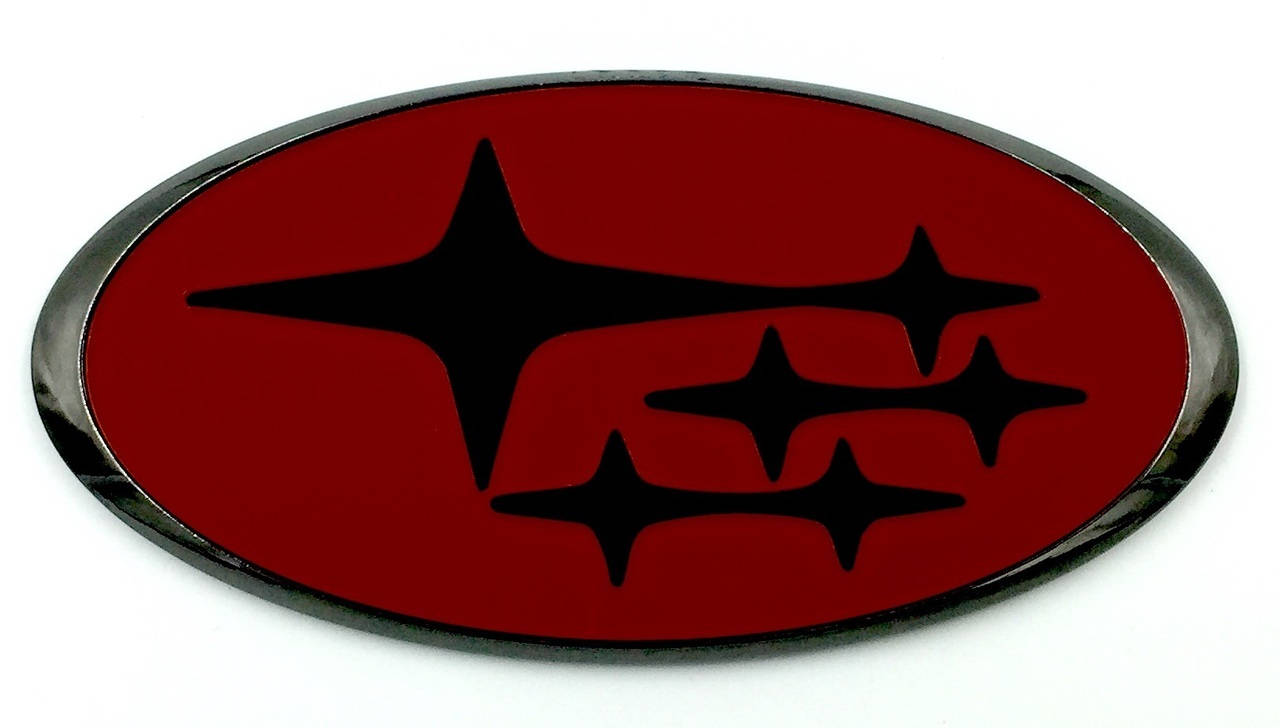 Subaru Logo Badge, red, black, HD Desktop Wallpaper