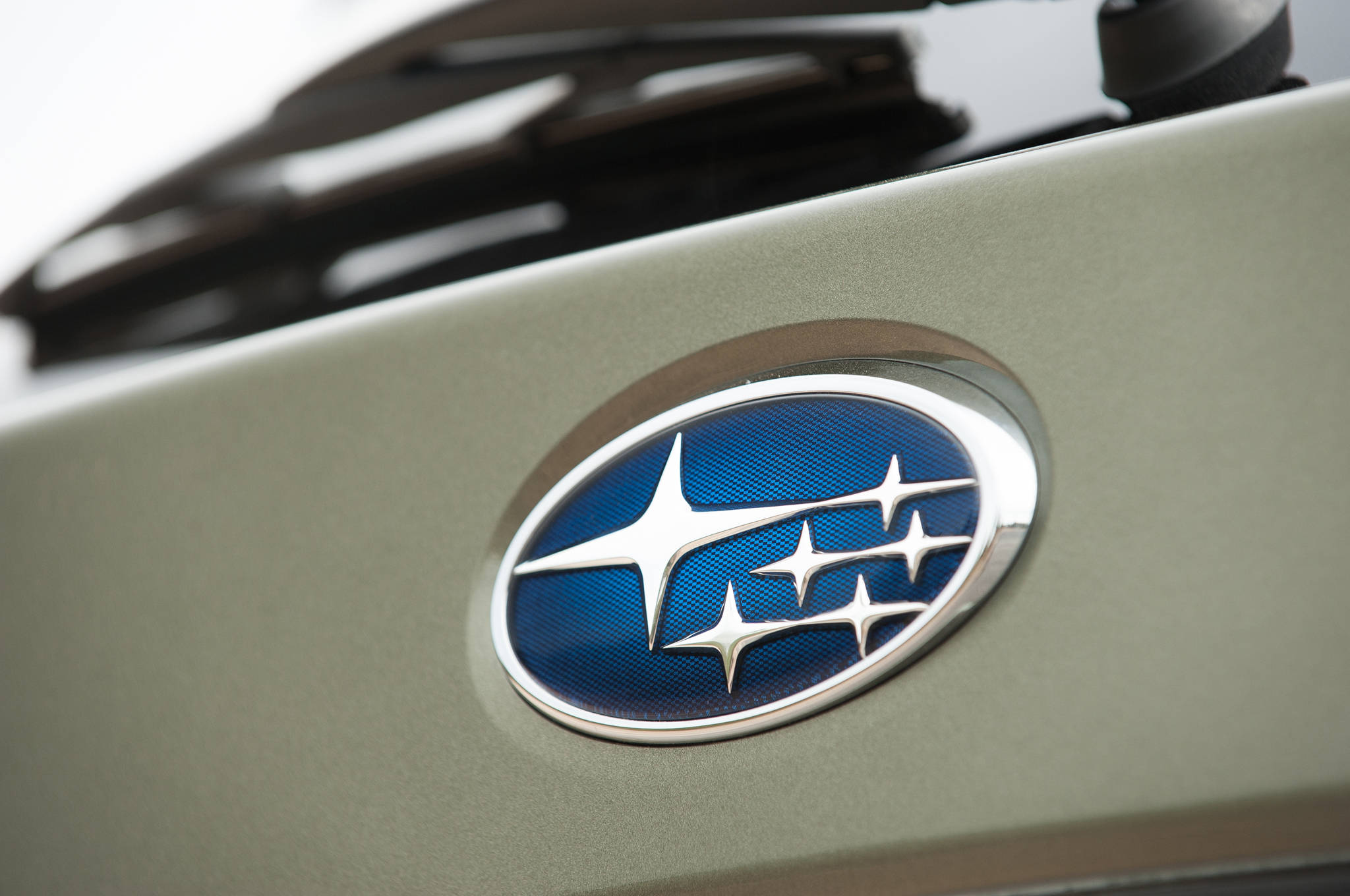 Subaru logo, five silver stars, blue textured background, Full HD Desktop Wallpaper