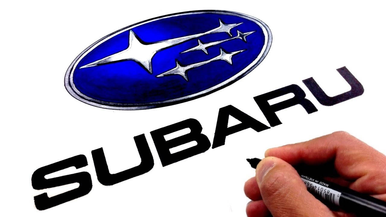 Subaru Logo, black marker, white paper, HD Desktop Wallpaper