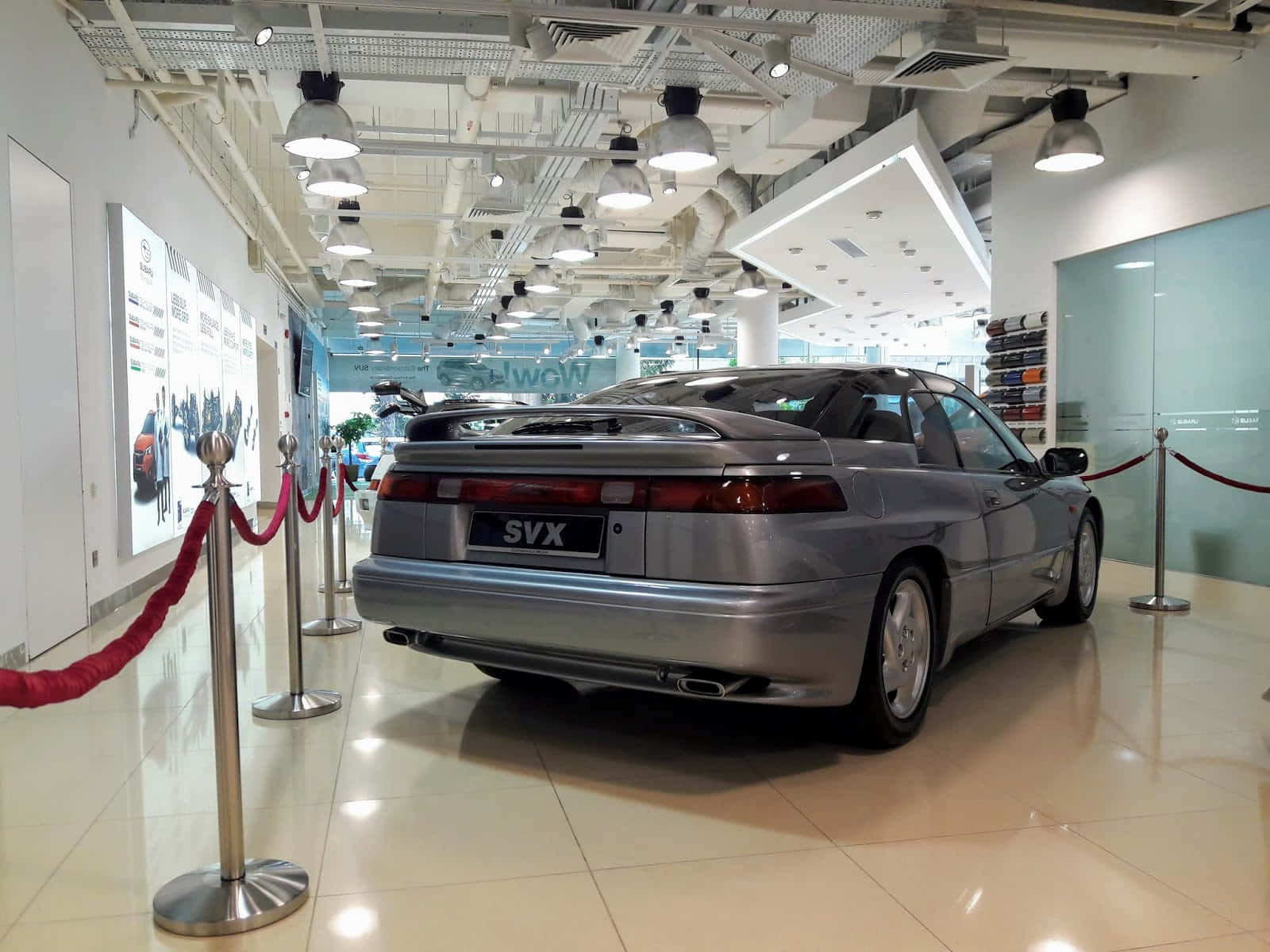 Subaru SVX, silver, modern showroom, HD Desktop Wallpaper