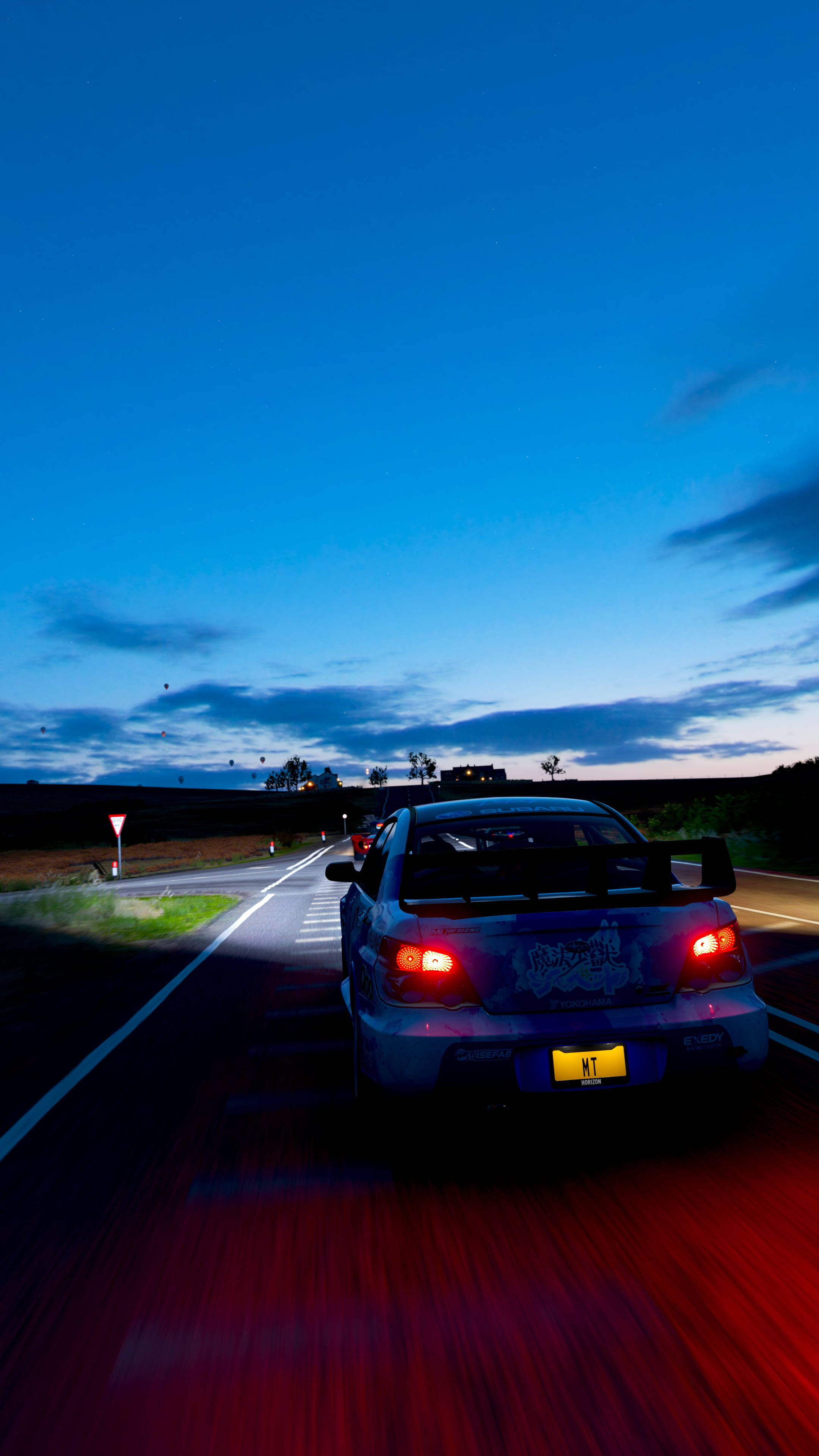 Subaru WRX STI, blue rally car, rural road, 4K Phone Wallpaper