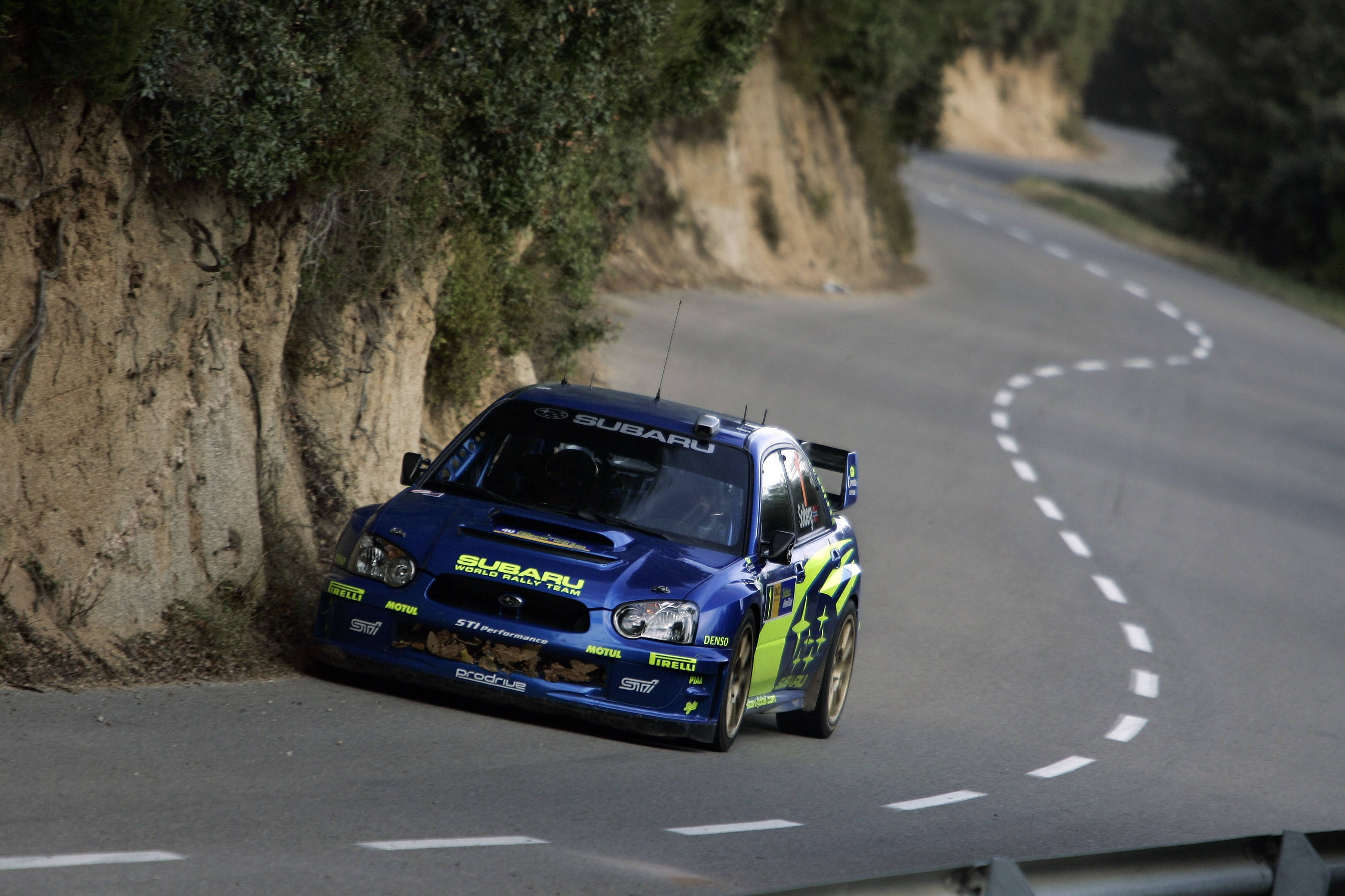 Subaru WRX STI, blue, winding mountain road, 2K Desktop Wallpaper