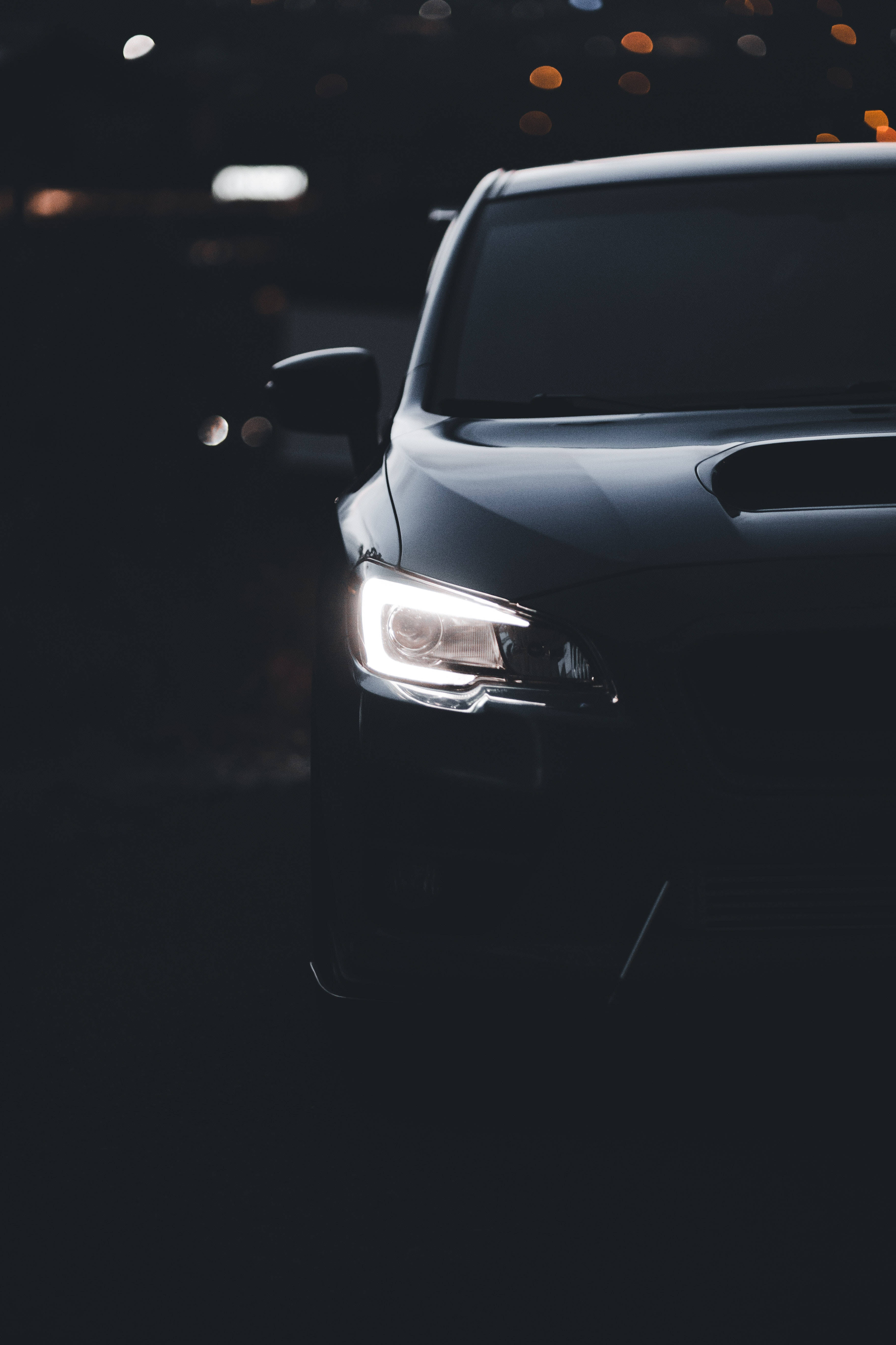 Subaru WRX STI, 4K, headlights, 5K Phone Wallpaper