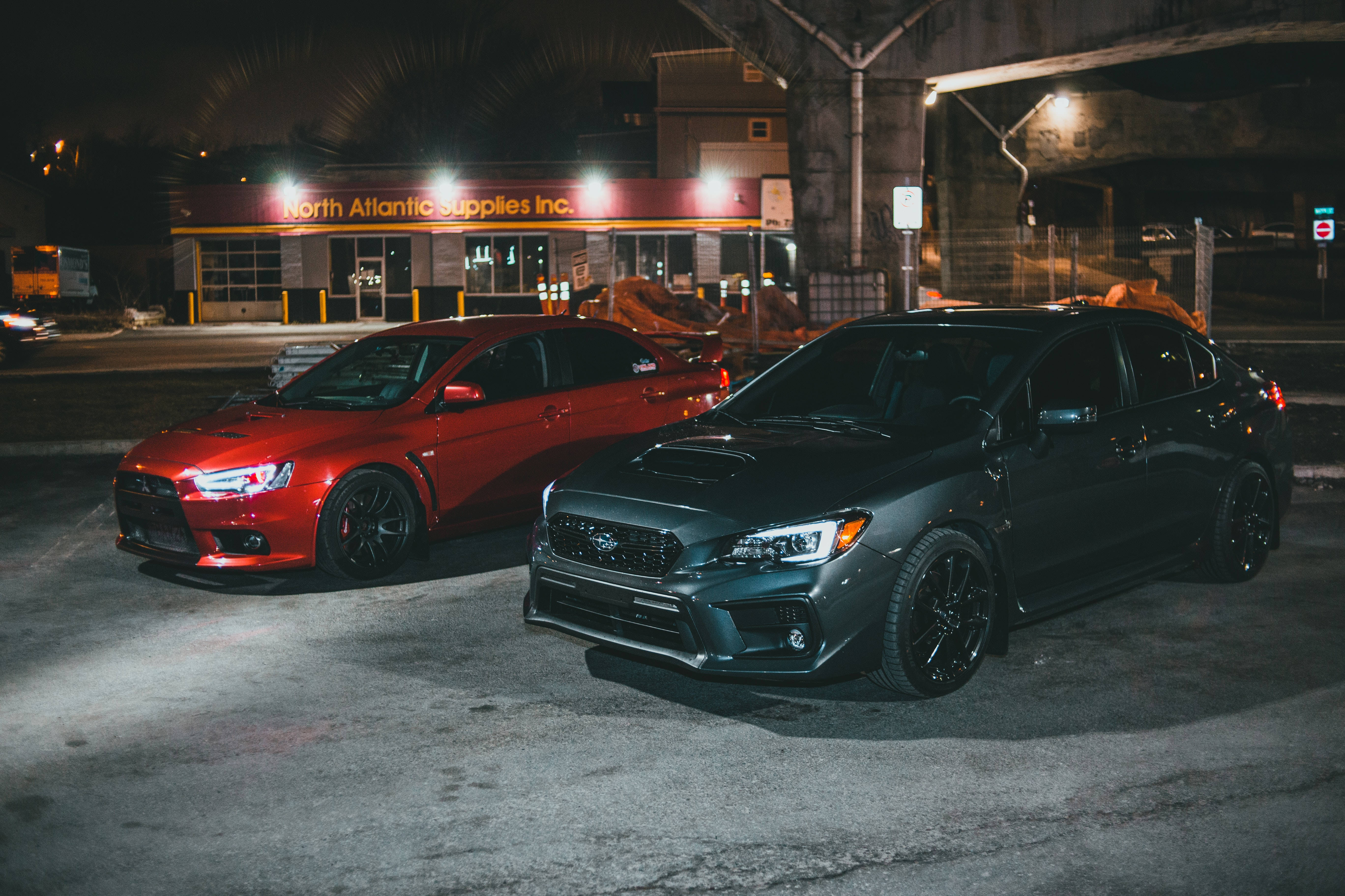 Subaru WRX STI, night, bridge, 5K Desktop Wallpaper