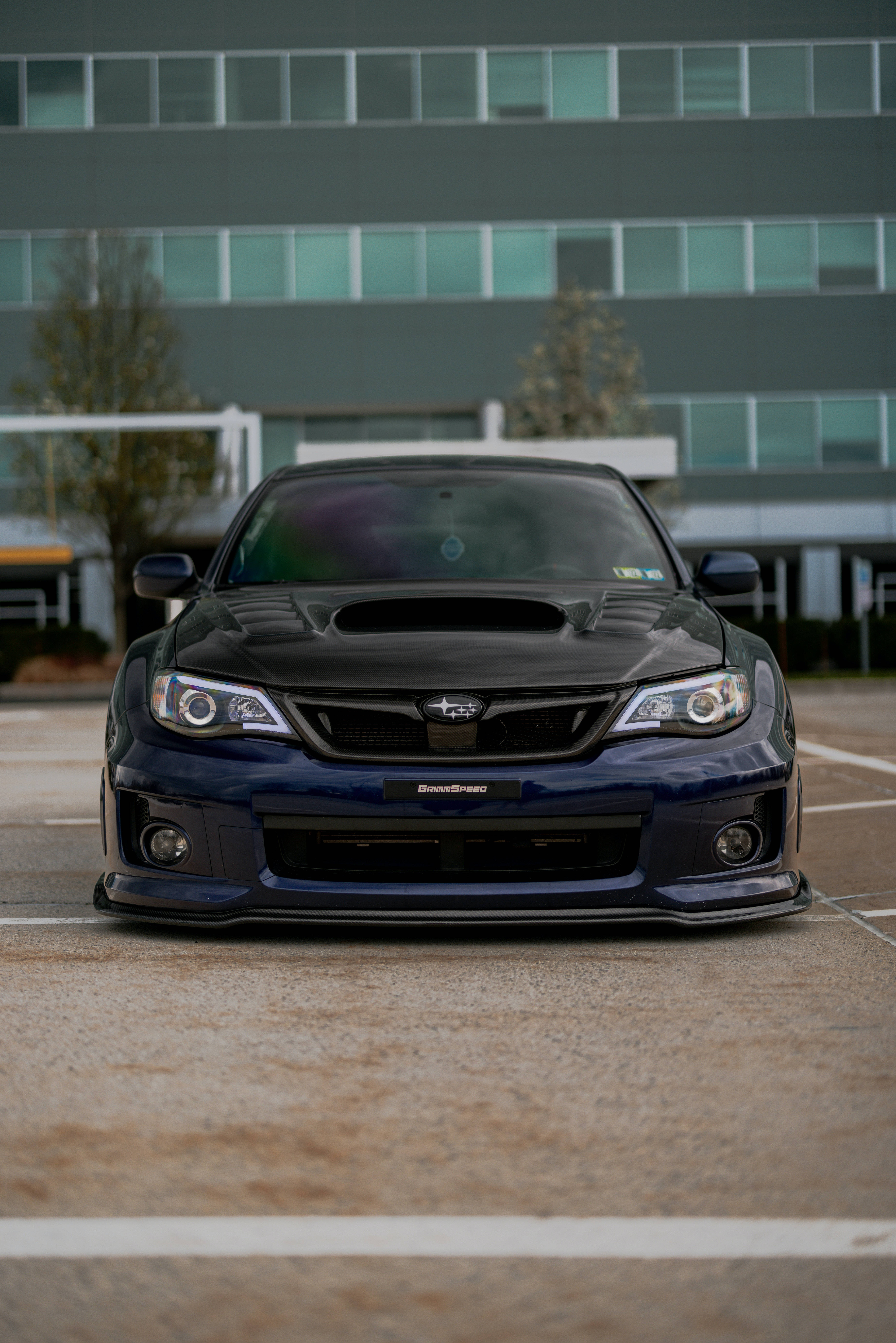 Subaru WRX STI, black, custom front bumper, 8K Phone Wallpaper