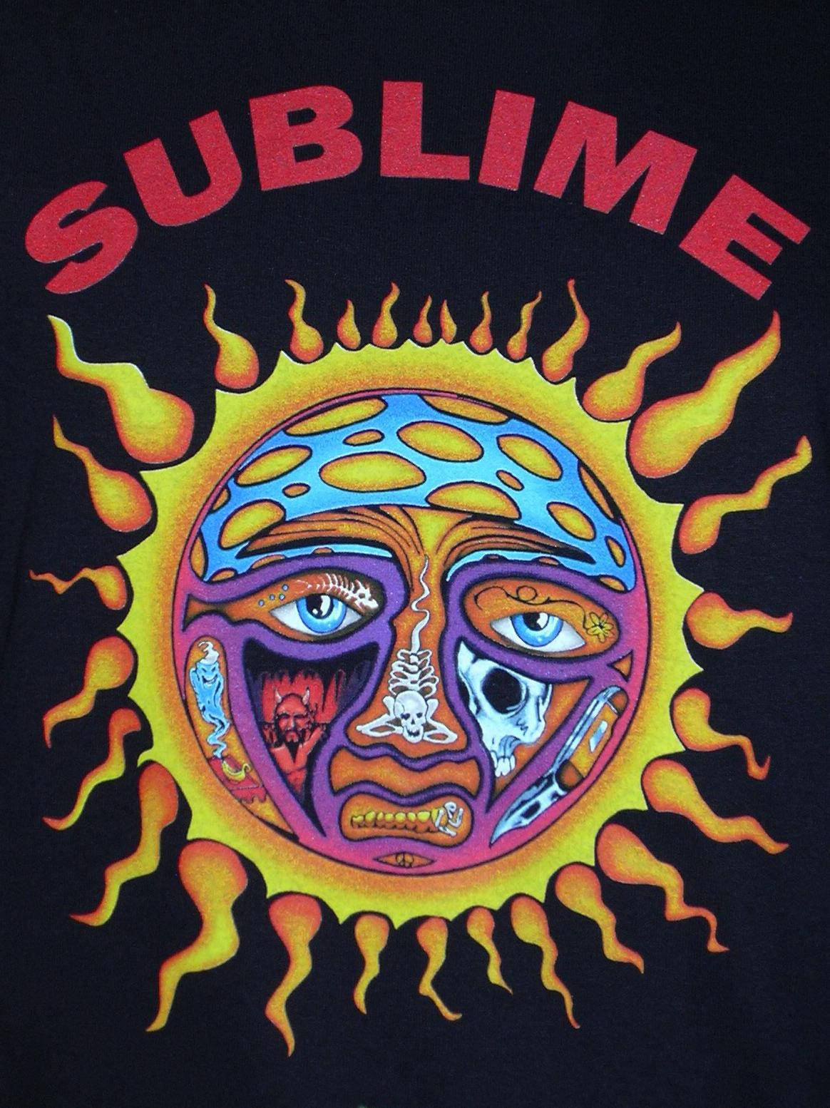 Sublime, black background, psychedelic sun, HD Phone Wallpaper