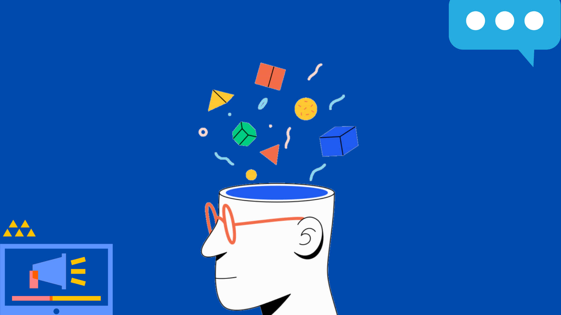 Subliminal, red glasses, colorful geometric shapes, Full HD Desktop Wallpaper