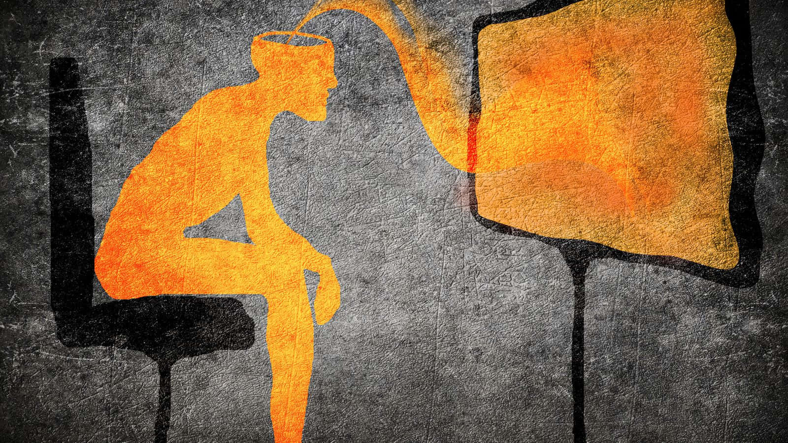 Subliminal Communication Digital Art, orange silhouette, stool, HD Desktop Wallpaper