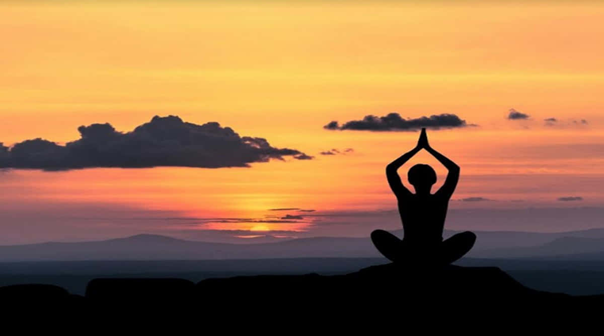 Subliminal Meditation, silhouette, yoga pose, SD Desktop Wallpaper