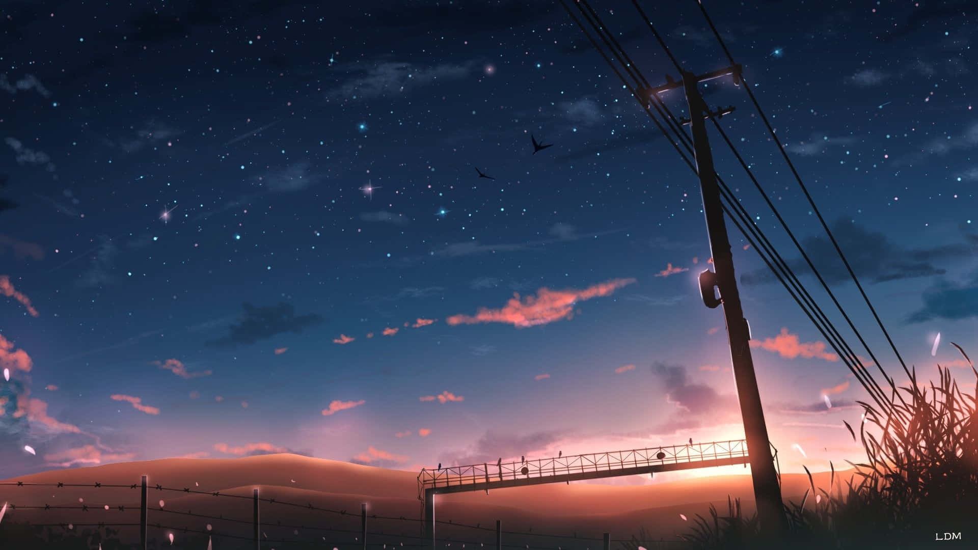 Subtle Anime, dazzling starry sky scene, twilight sky, Full HD Desktop Wallpaper