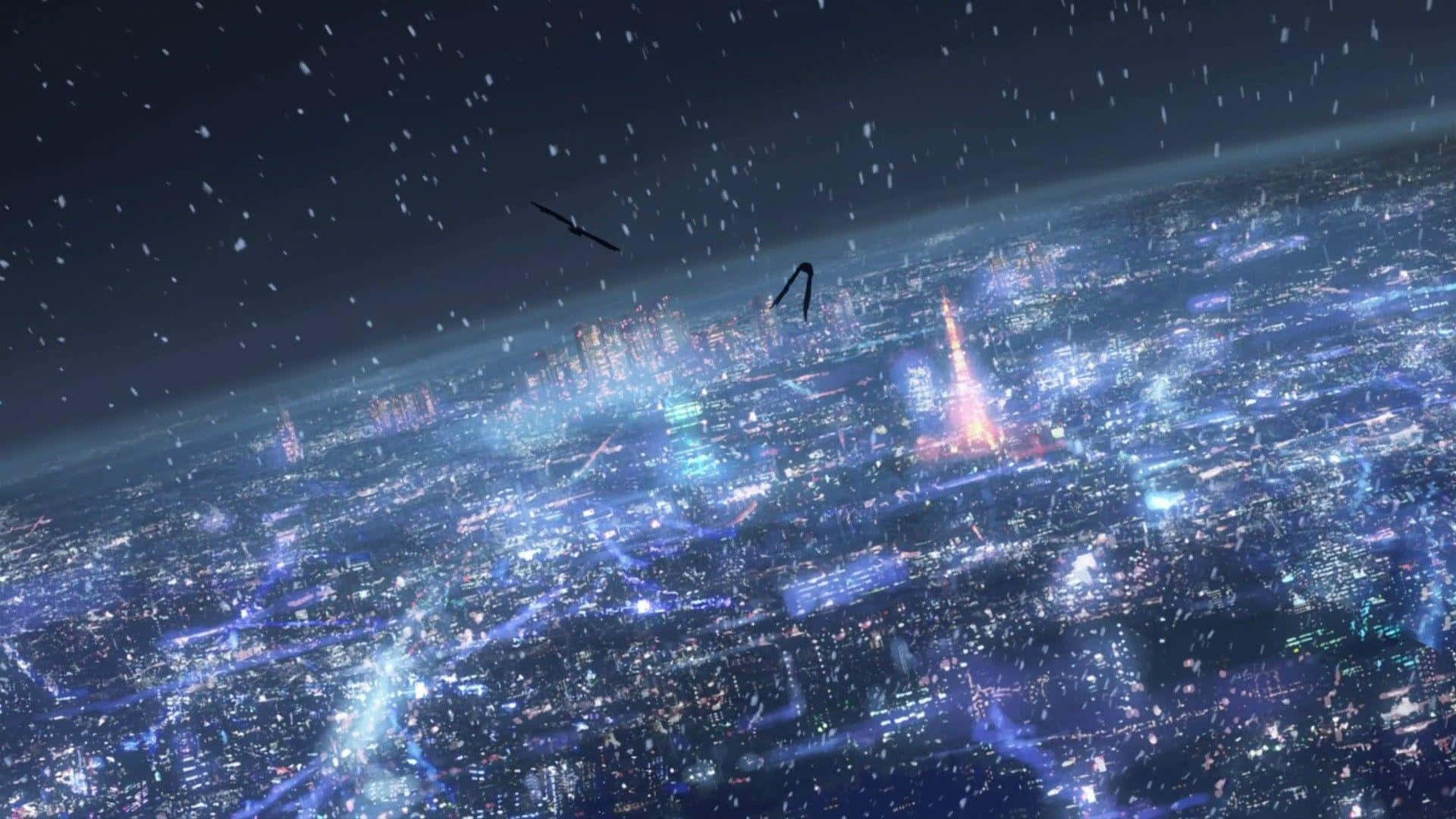5 Centimeters Per Second, futuristic cityscape, night, Full HD Desktop Wallpaper