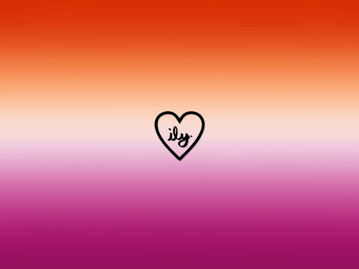 Subtle Lesbian, black heart outline, cursive text ily, SD Desktop Wallpaper
