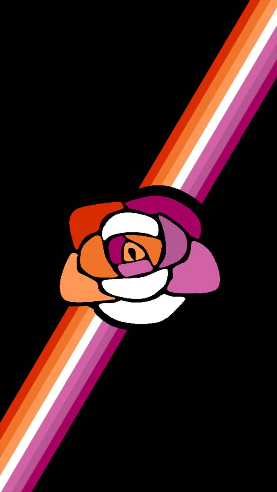 lesbian pride rose, orange and purple petals, diagonal rainbow stripe, Full HD Phone Wallpaper