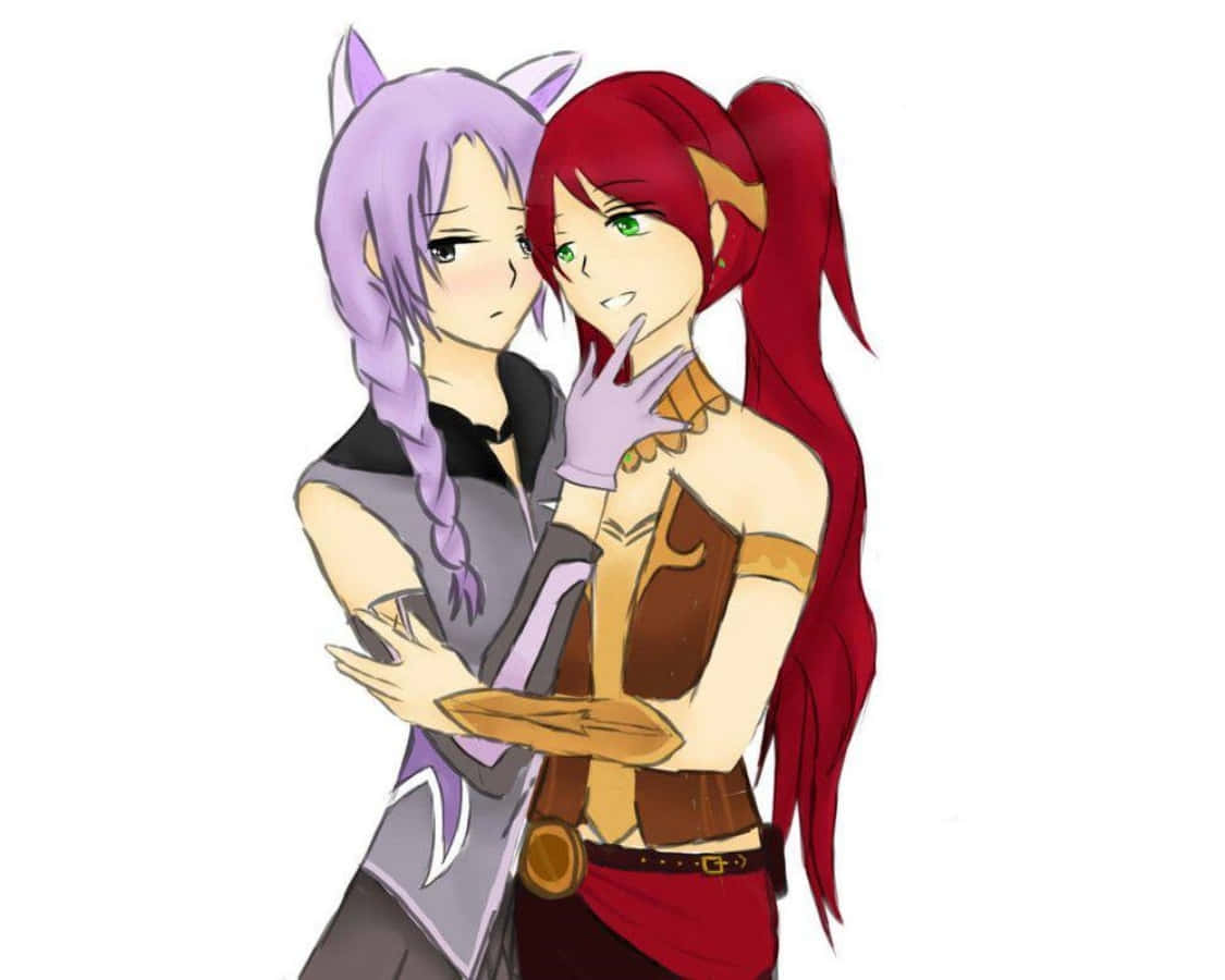 purple hair, cat ears, red hair, SD Desktop Wallpaper