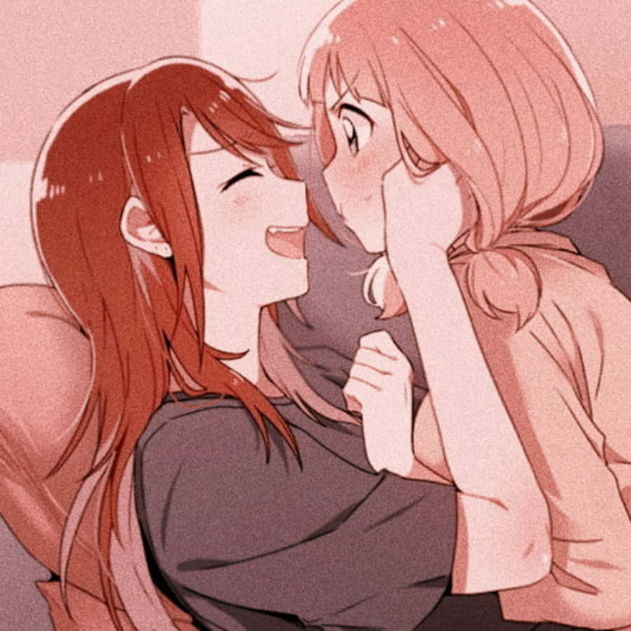 Lesbian Anime, romantic sunset, blushes, SD Desktop Wallpaper