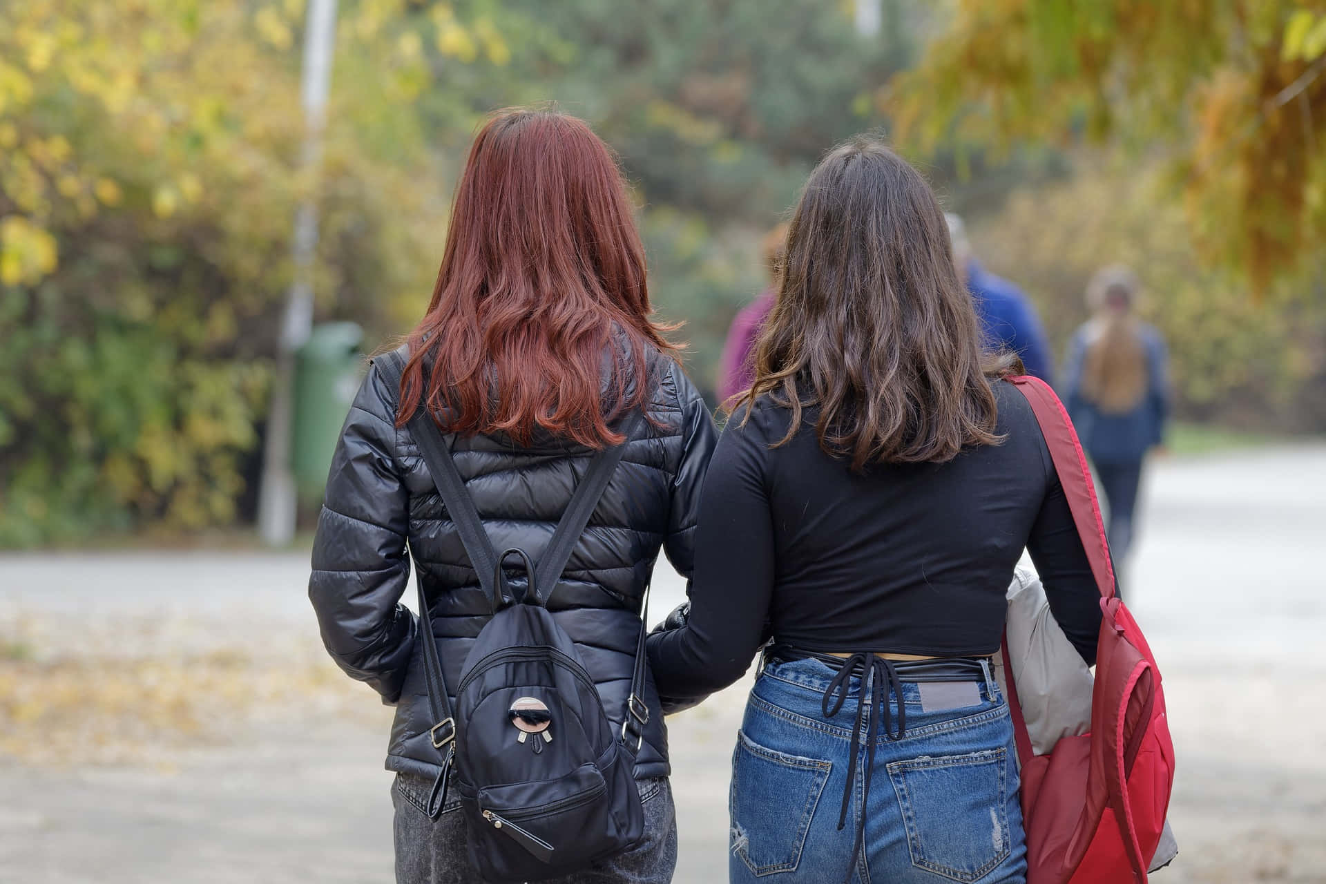 mujeres lesbianas, school, autumn, Full HD Desktop Wallpaper