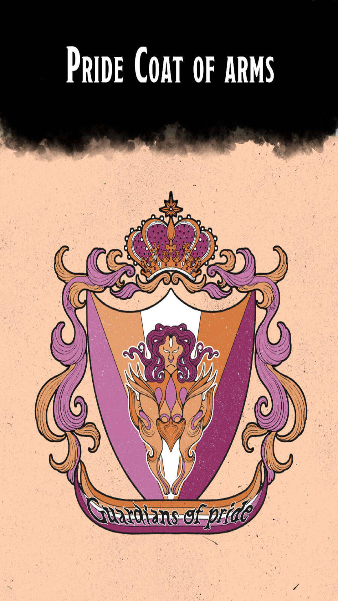 lesbian aesthetic coat of arms, crowned mermaid, purple hair, Full HD Phone Wallpaper