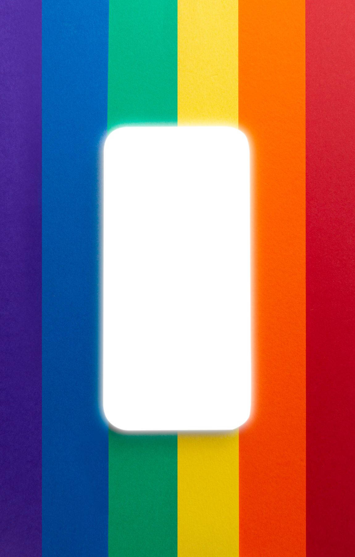 glowing white rectangle, vibrant rainbow striped background, soft light bleed, HD Phone Wallpaper