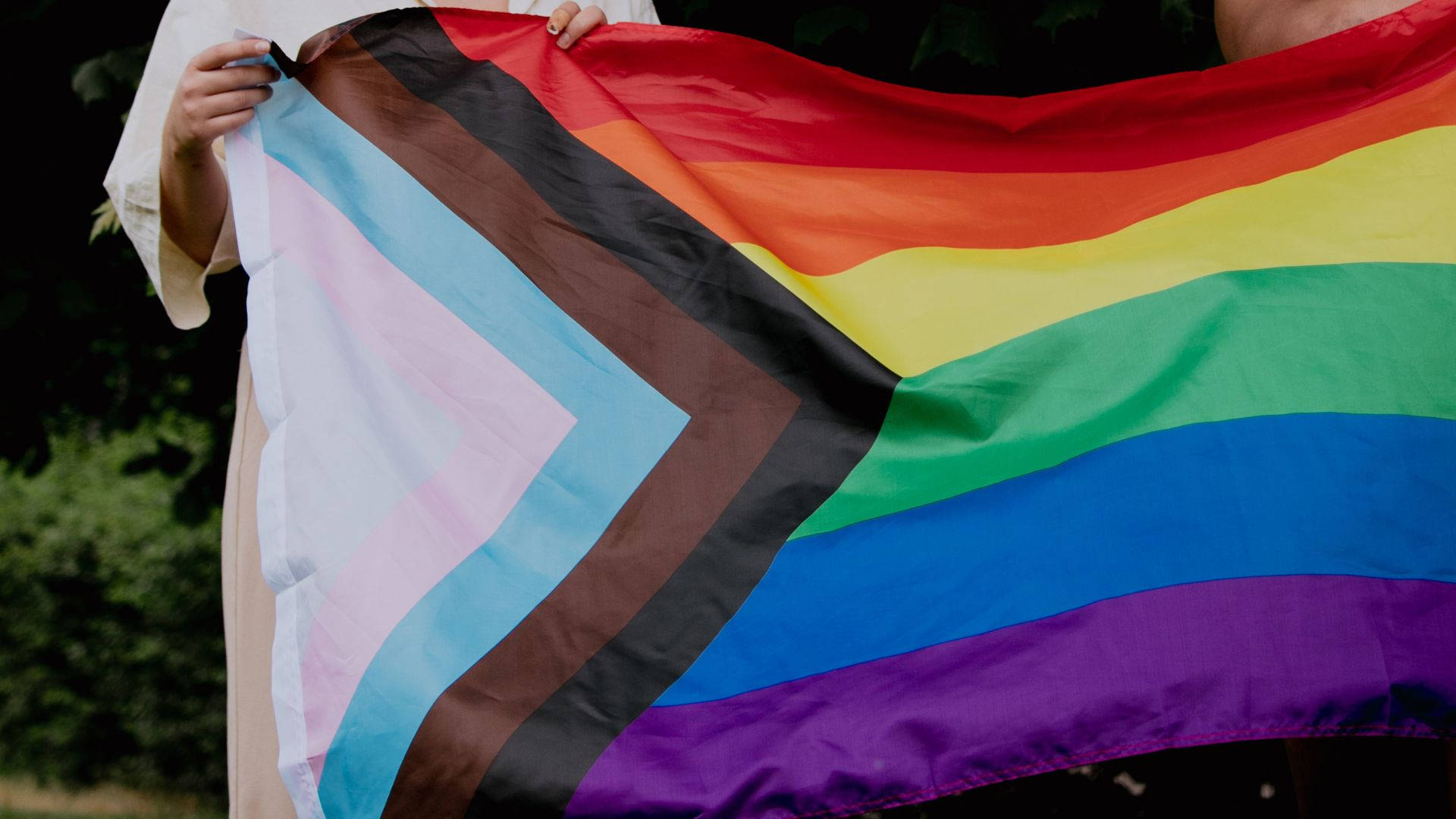 rainbow flag, brown trans flag, outdoors, Full HD Desktop Wallpaper
