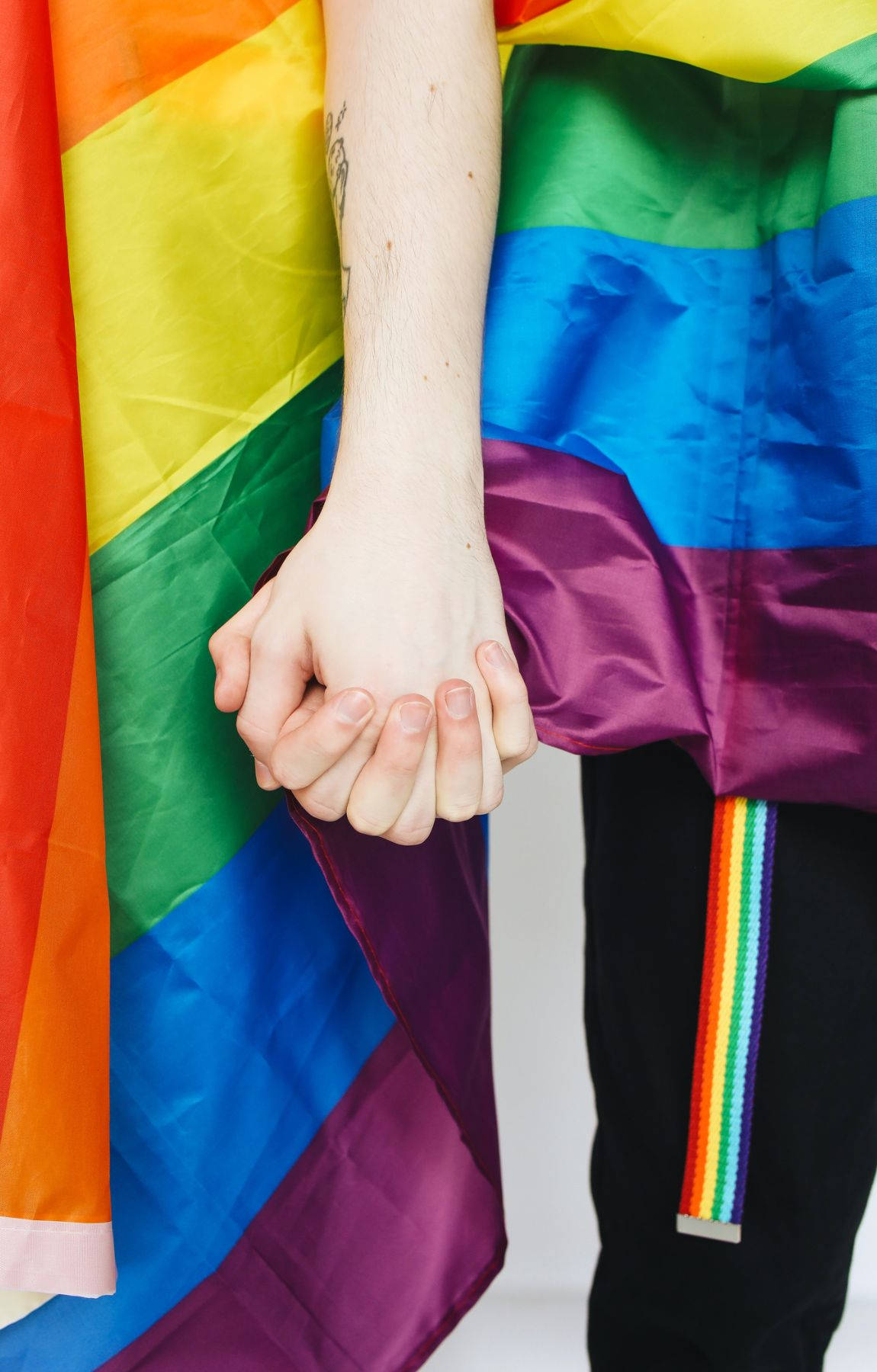 rainbow flag, hands clasped together, vibrant, HD Phone Wallpaper