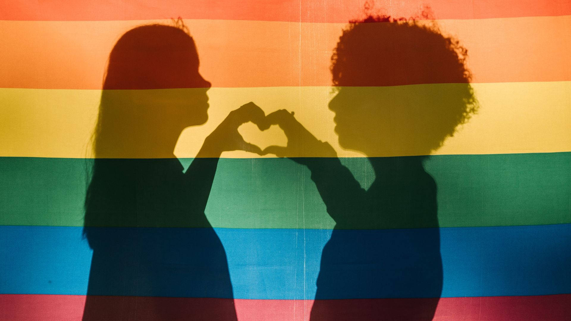 Subtle LGBT, female silhouettes, heart, Full HD Desktop Wallpaper