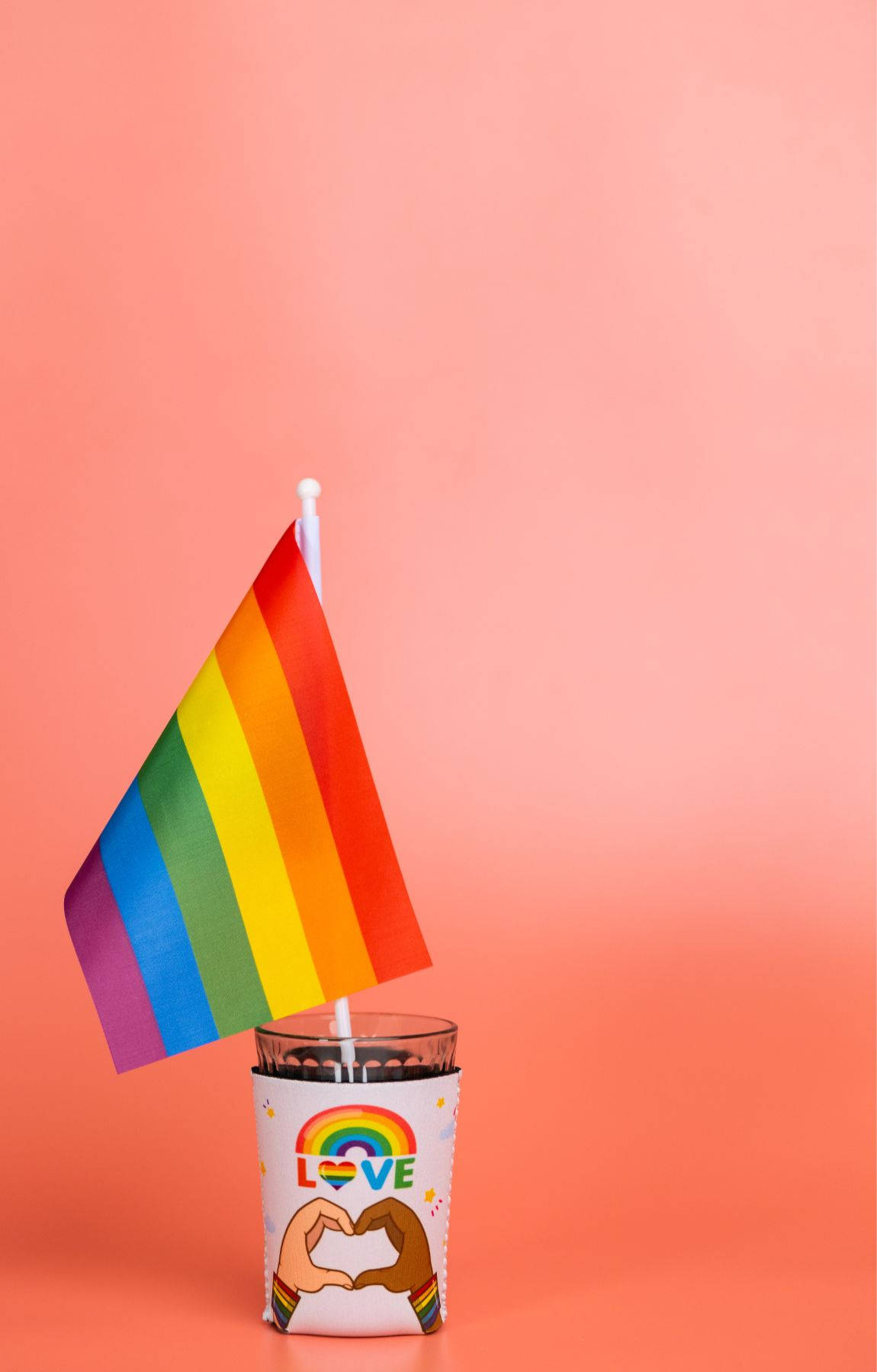 rainbow flag, cup, rainbow heart, HD Phone Wallpaper
