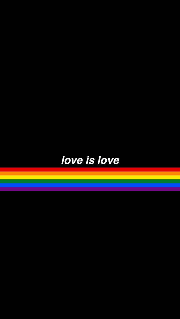 rainbow stripe, black background, love is love, SD Phone Wallpaper