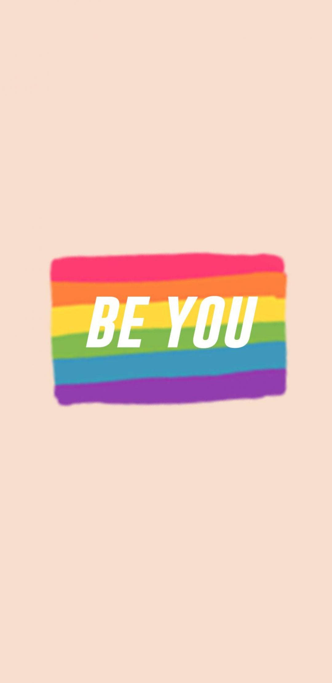 rainbow flag, bold white text, BE YOU, Full HD Phone Wallpaper