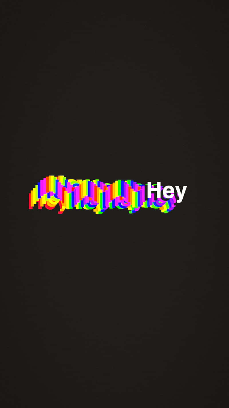 glitchy rainbow colors, black background, Hey, HD Phone Wallpaper