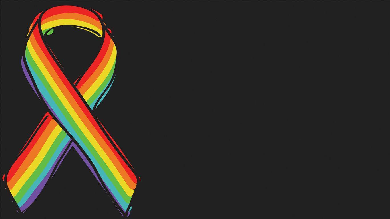 rainbow ribbon, LGBTQ+ pride, black background, HD Desktop Wallpaper