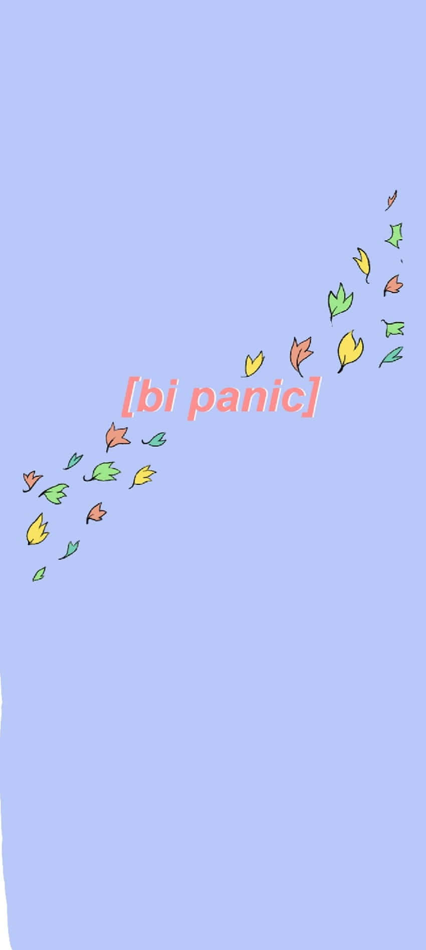 bisexual panic, light blue background, diagonal trail of colorful cartoon leaves, HD Phone Wallpaper