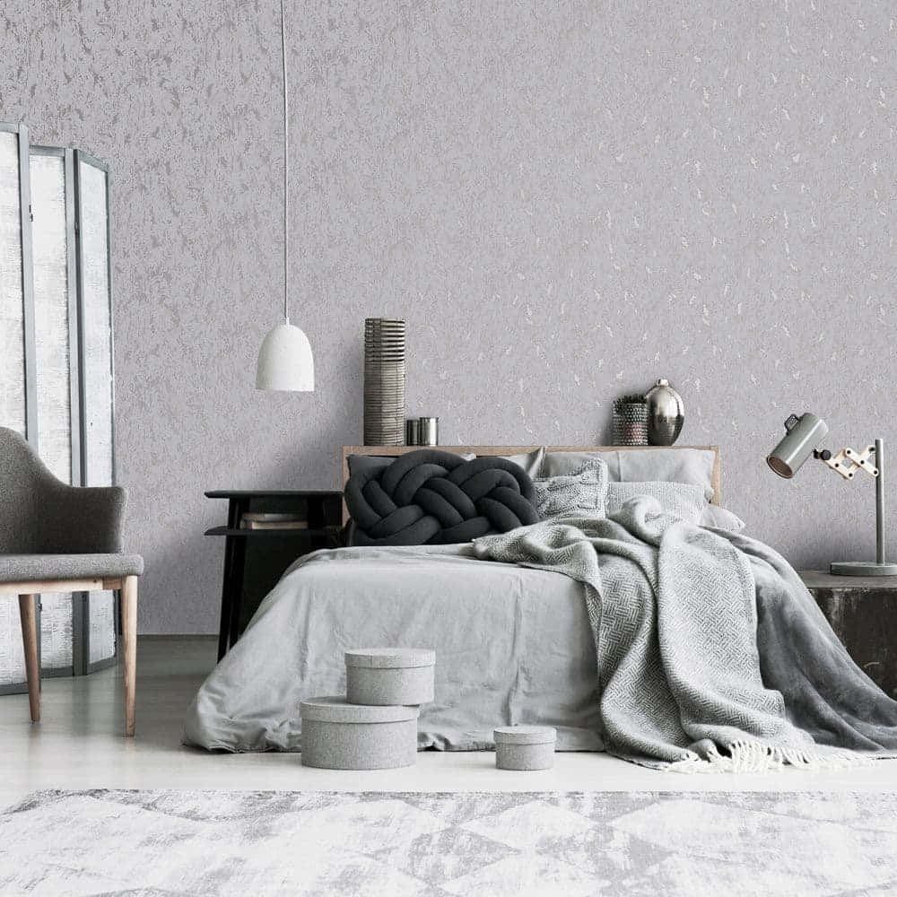 gray textured wallpaper, chunky knit pillow, modern lighting, SD Desktop Wallpaper