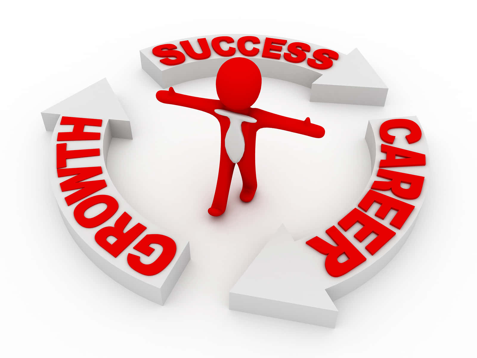 red 3d figure, circular arrow loop, success growth, HD Desktop Wallpaper