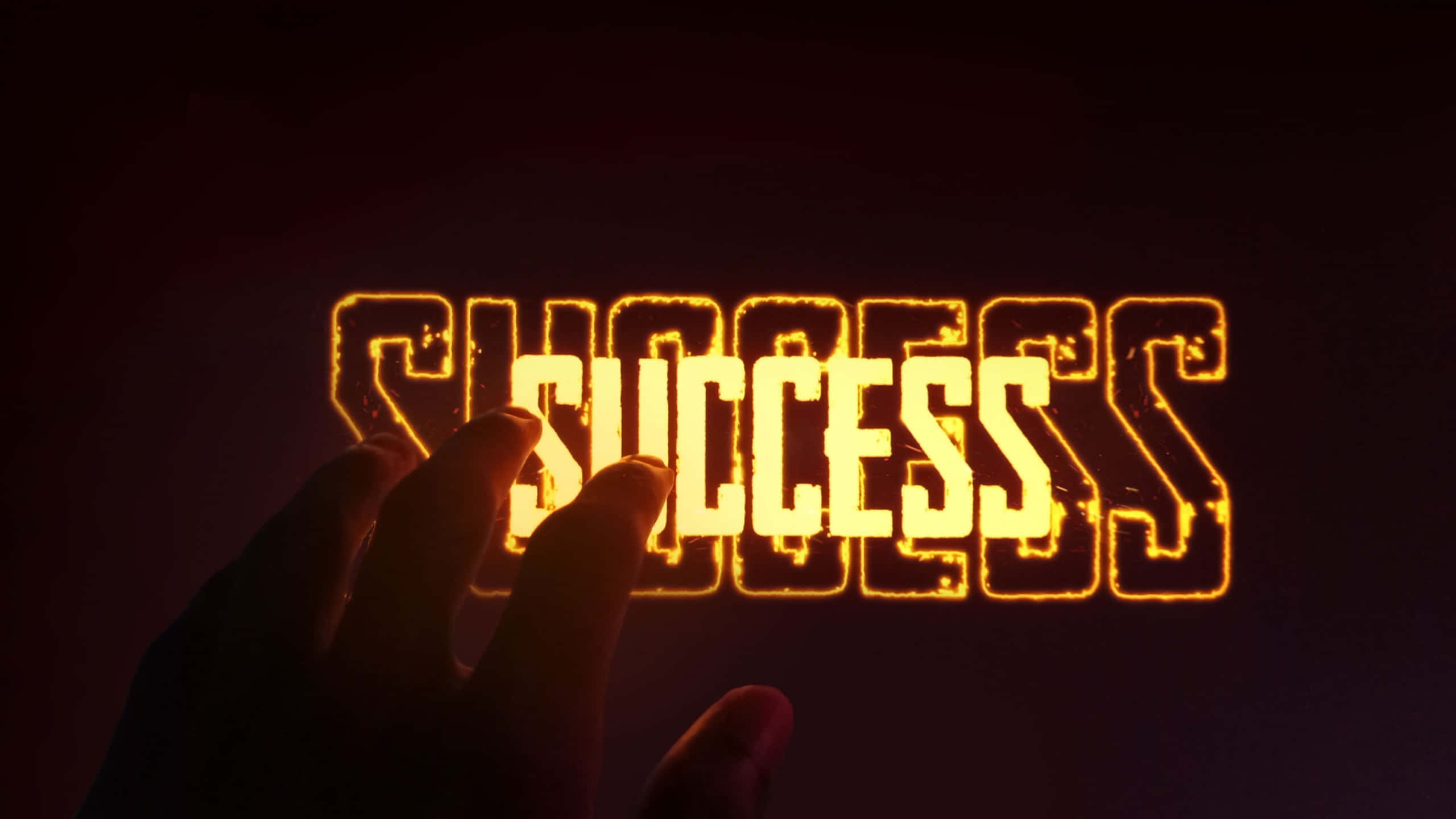 neon, fiery letters, success, 2K Desktop Wallpaper