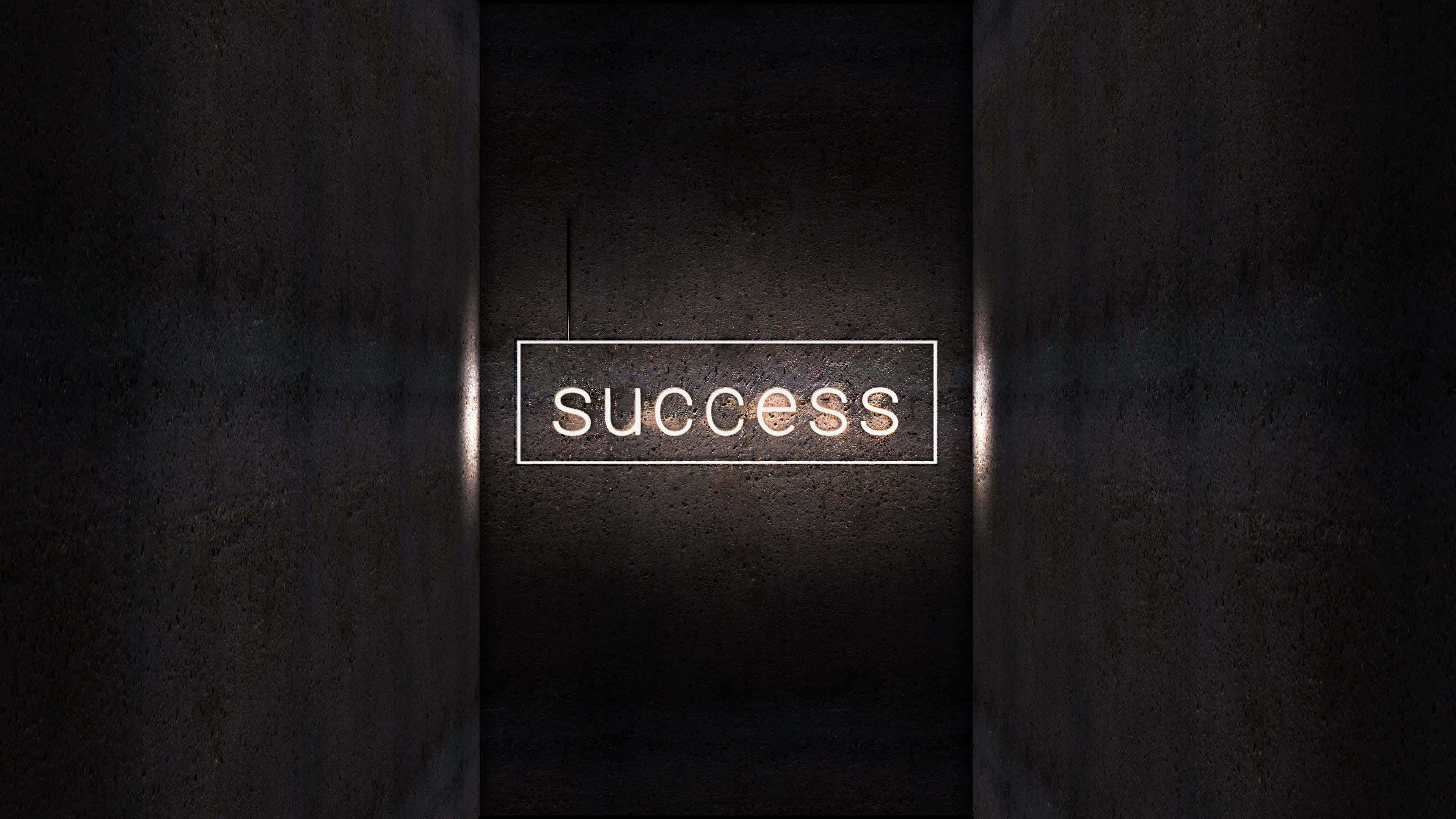 neon sign, success, dark concrete corridor, 4K Desktop Wallpaper