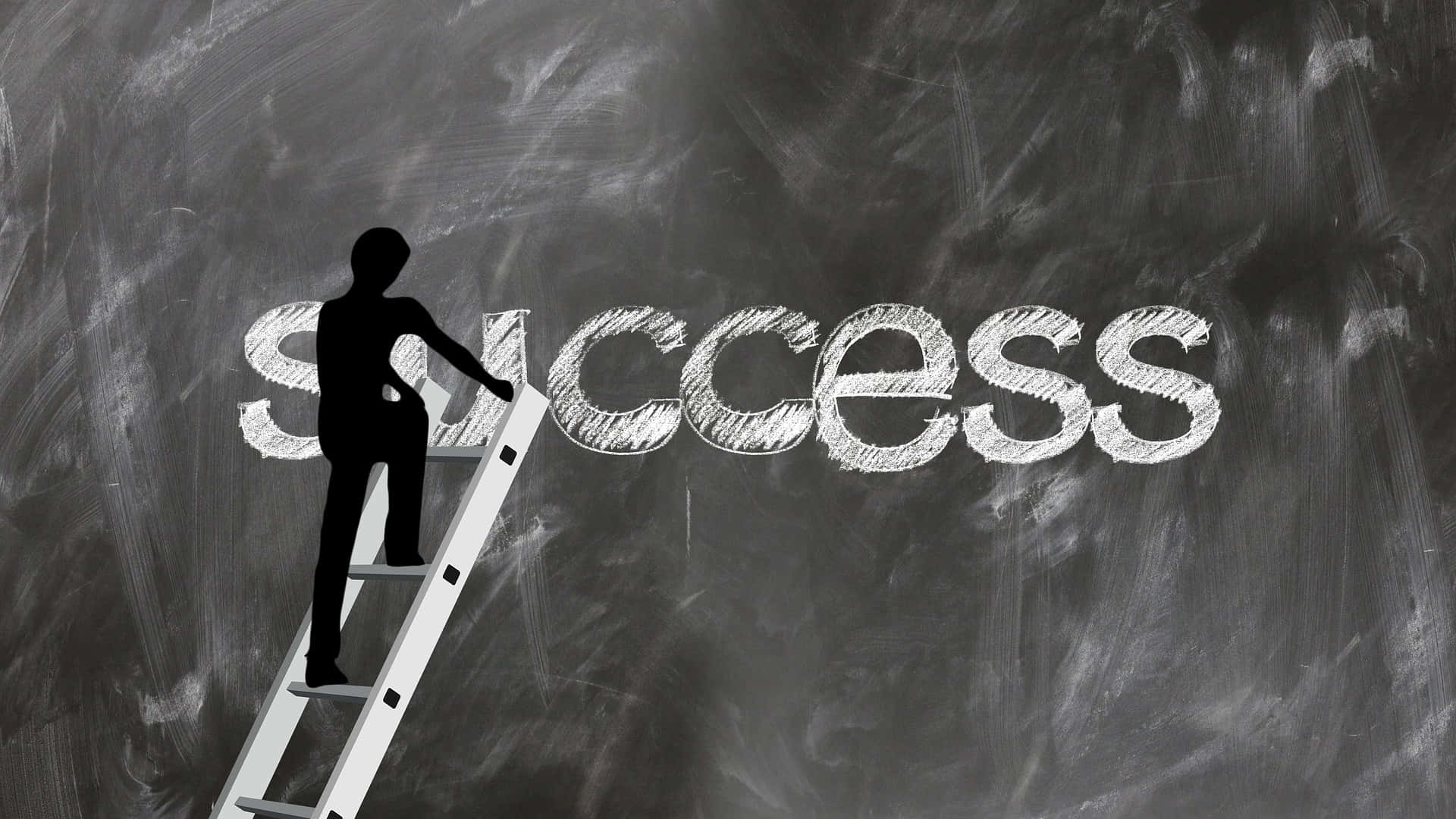 black silhouette, white ladder, word success, Full HD Desktop Wallpaper
