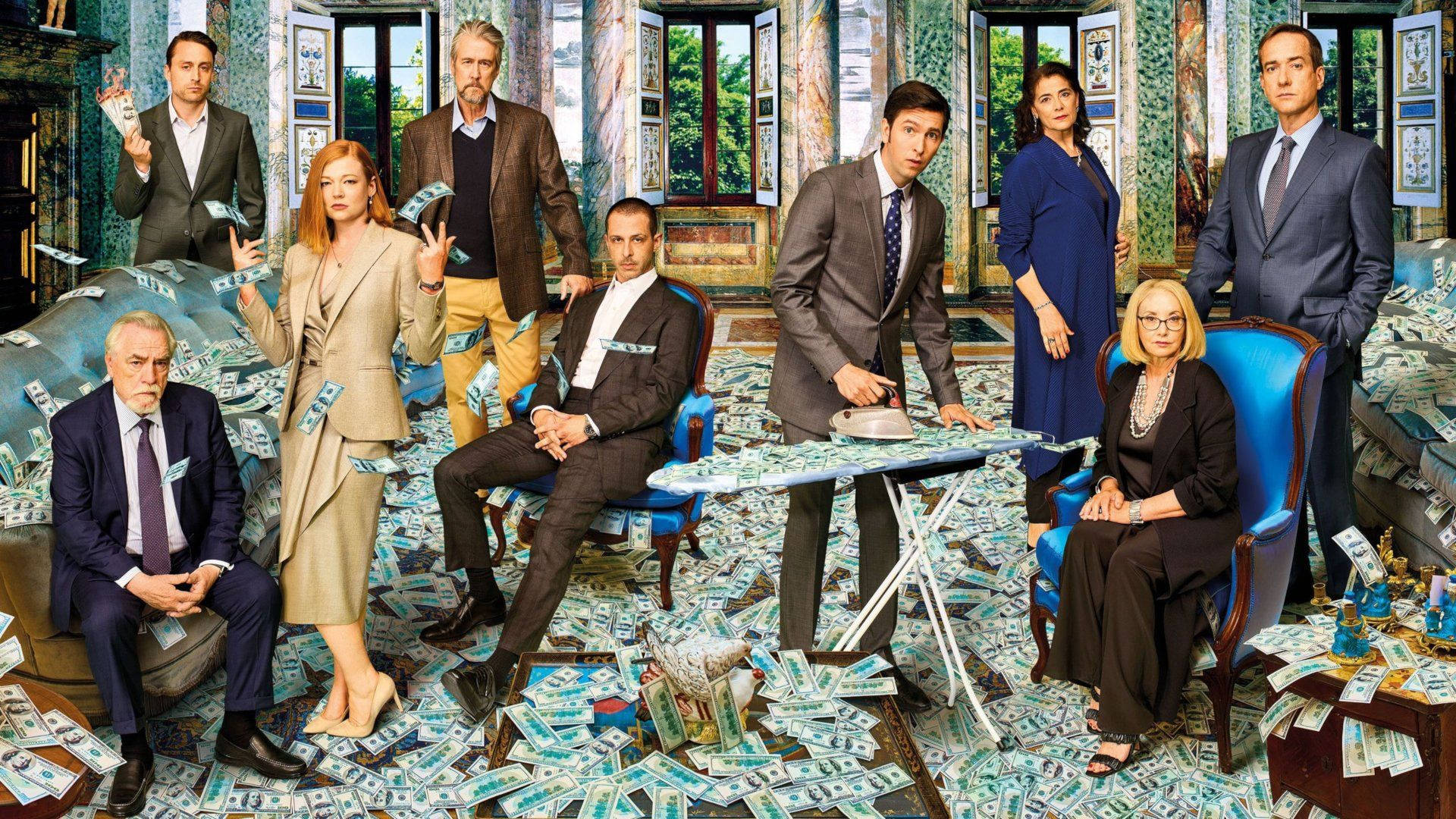 Succession, cast, money room, Full HD Desktop Wallpaper