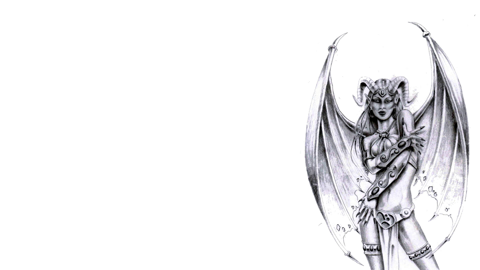 succubus, demonic female figure, bat-like wings, Full HD Desktop Wallpaper