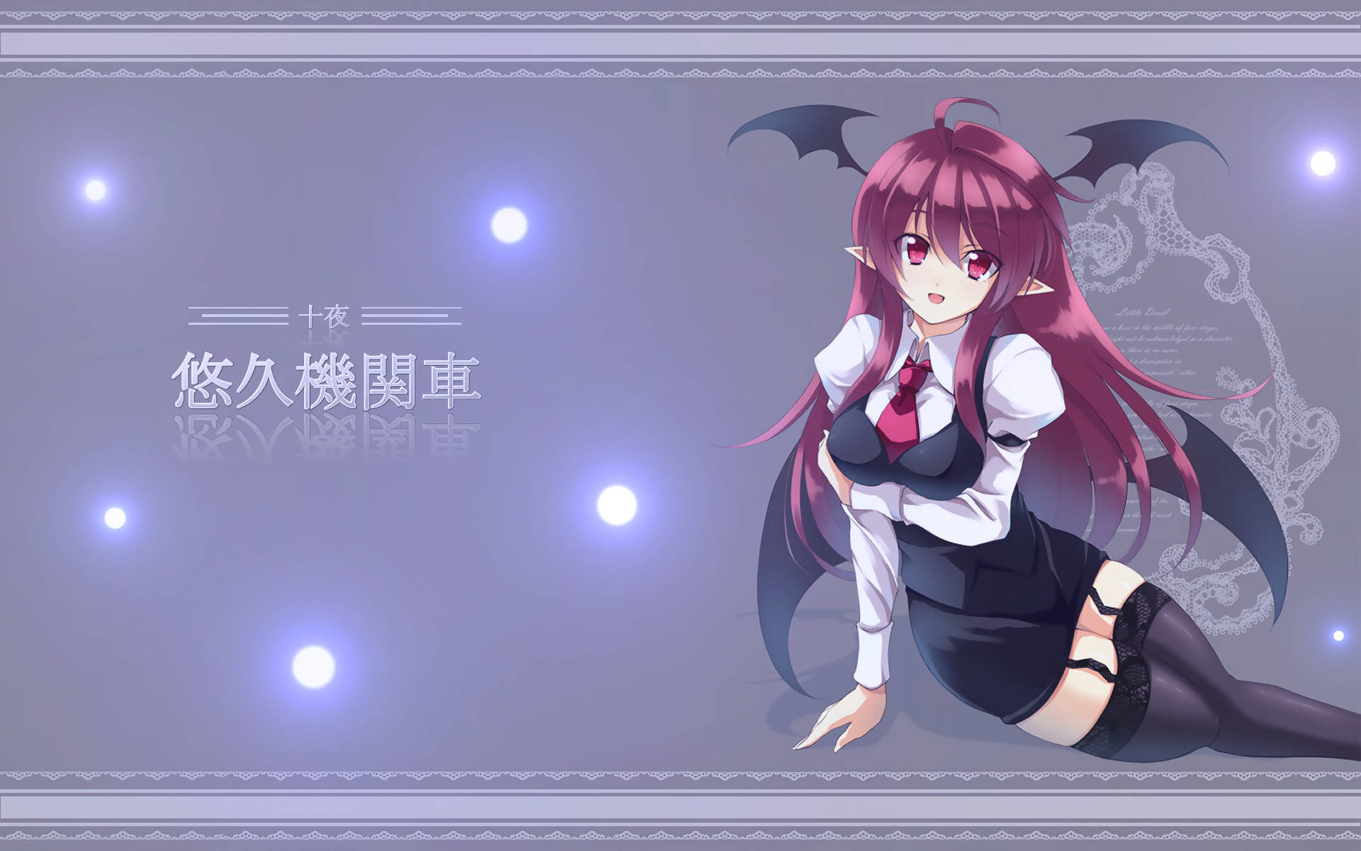 anime succubus, red hair, bat wings, Full HD Desktop Wallpaper