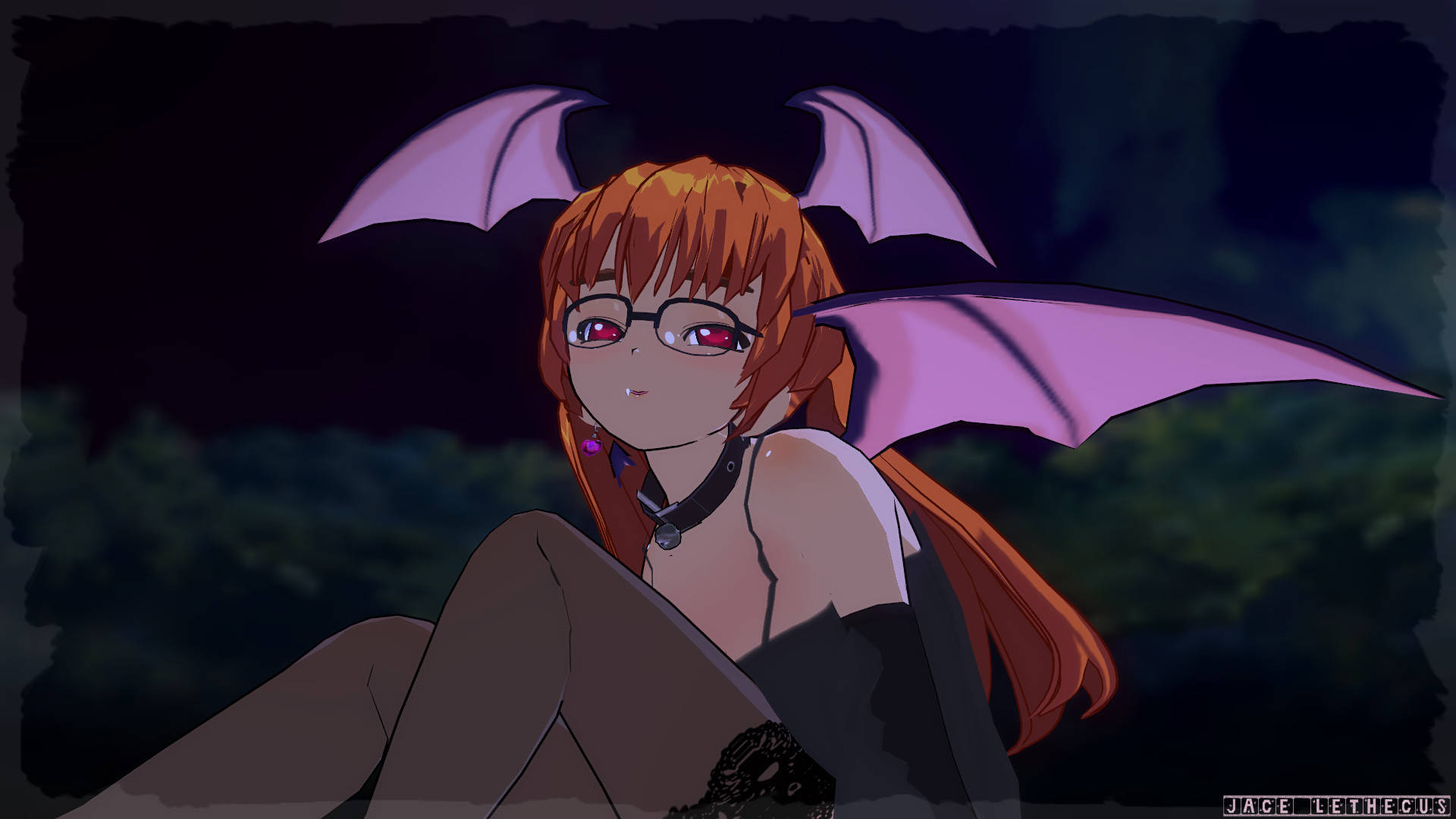 Succubus, bat-winged, anime girl, Full HD Desktop Wallpaper