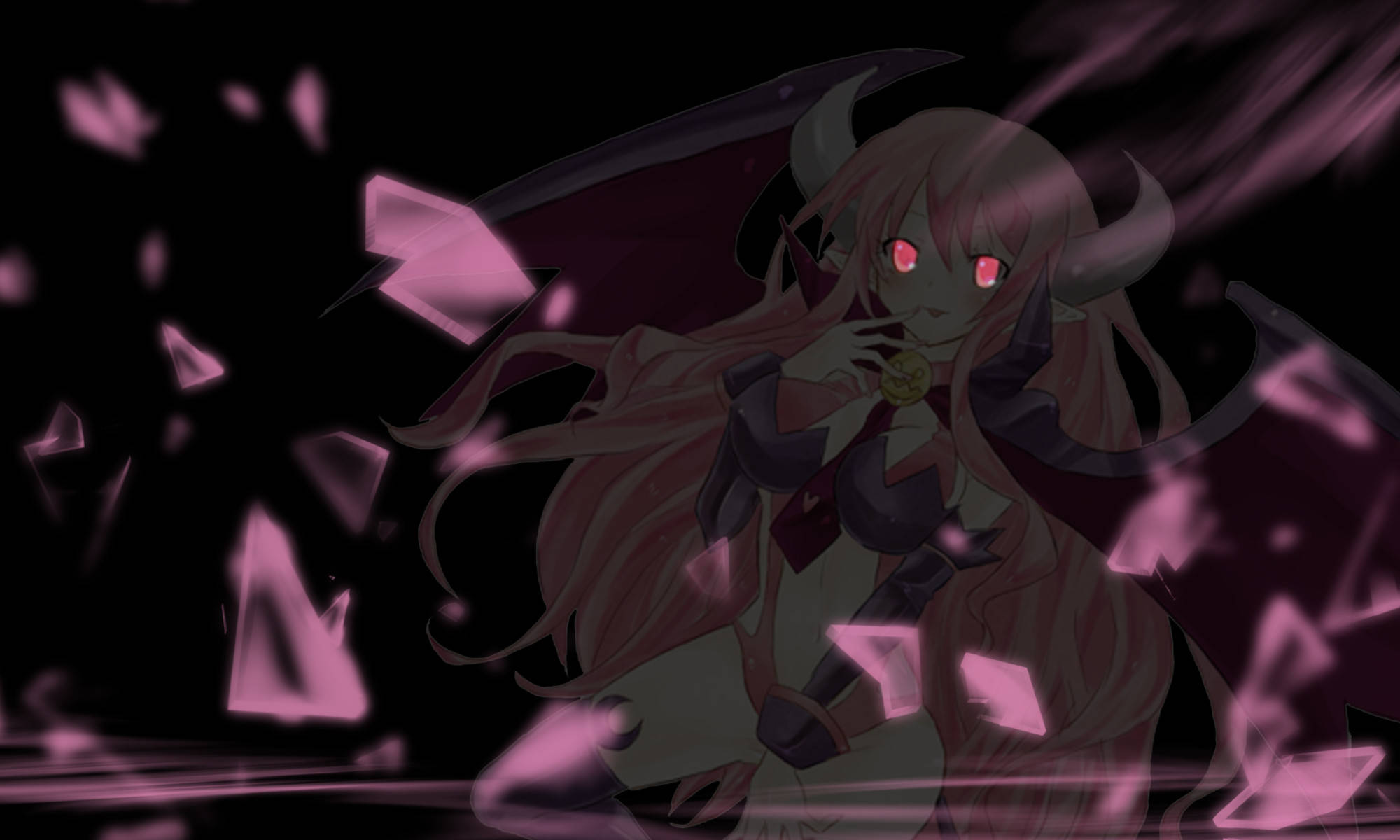 anime succubus, glowing eyes, red eyes, Full HD Desktop Wallpaper